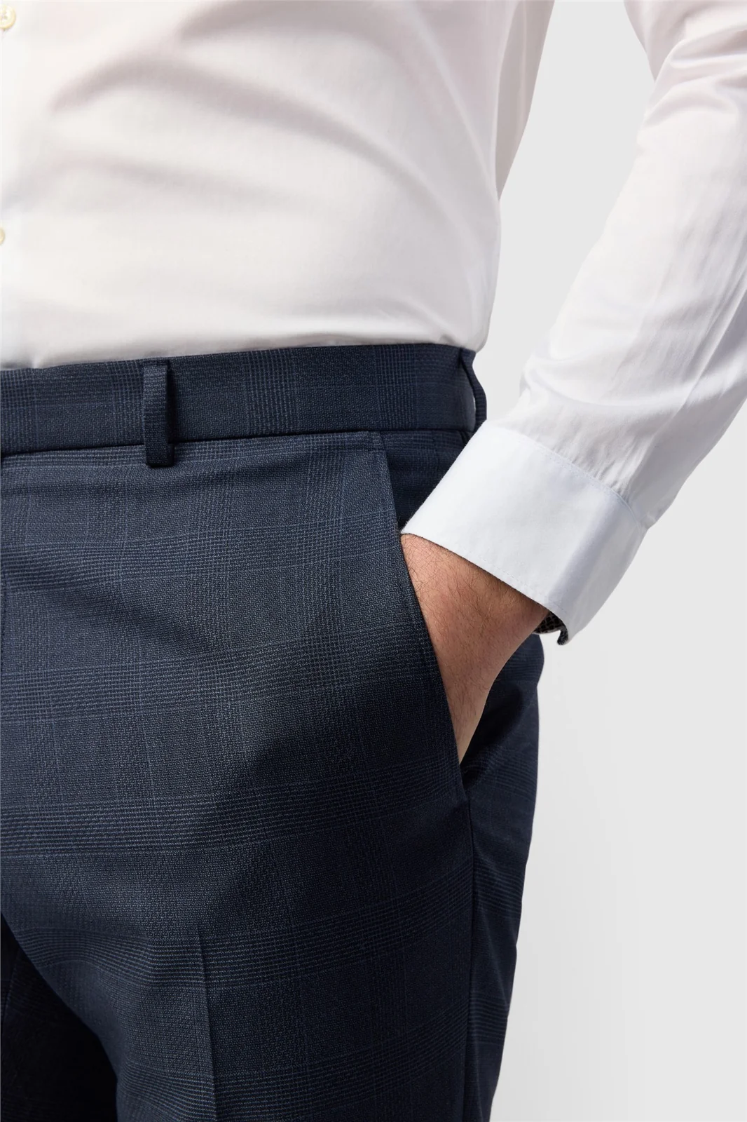 Ted Baker Slim Fit Performance Navy Textured Check Trousers thumbnail 3