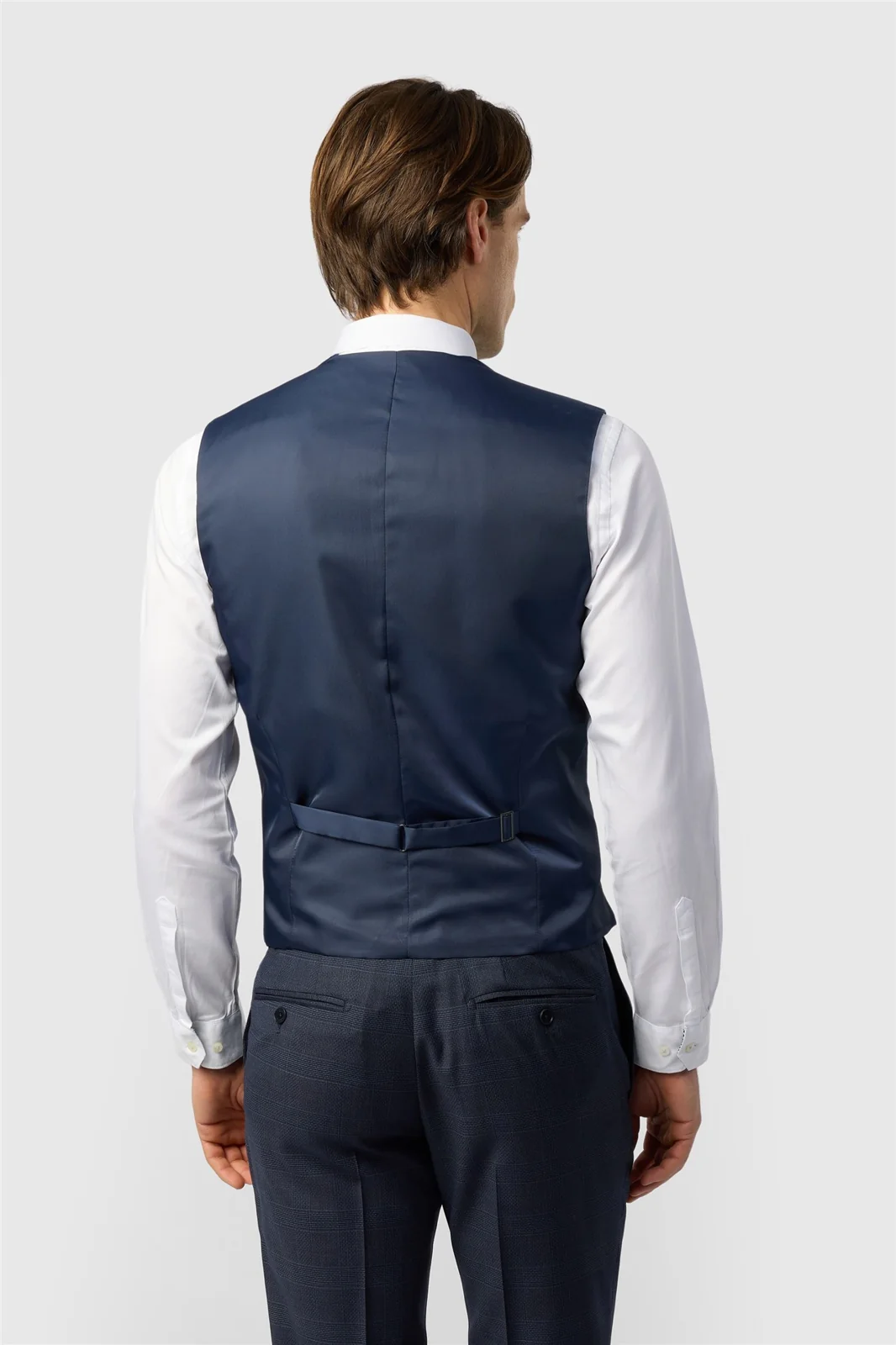 Ted Baker Slim Fit Performance Navy Textured Check Waistcoat thumbnail 2