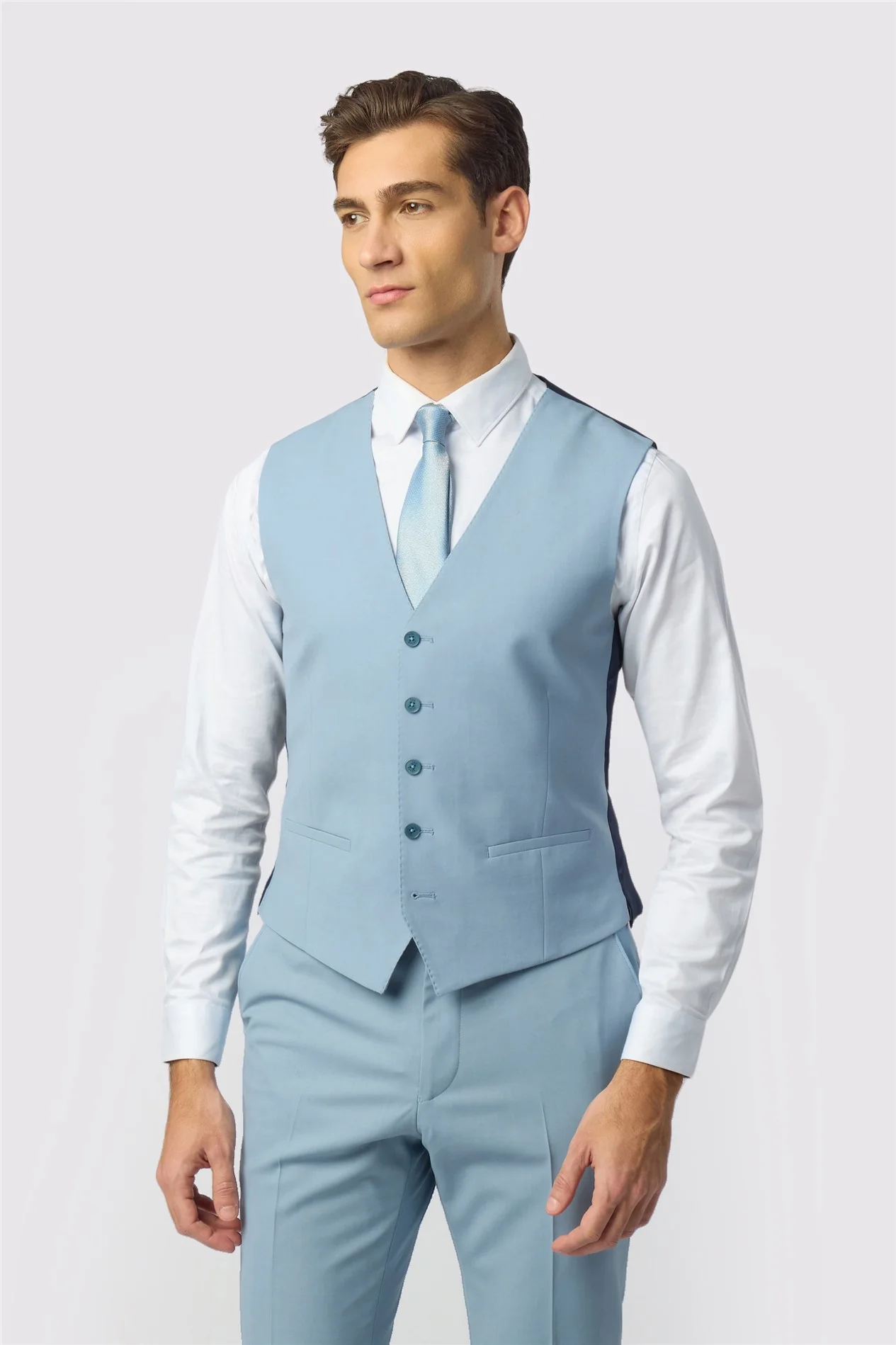 Ted Baker Slim Fit Powder Blue Panama Waistcoat