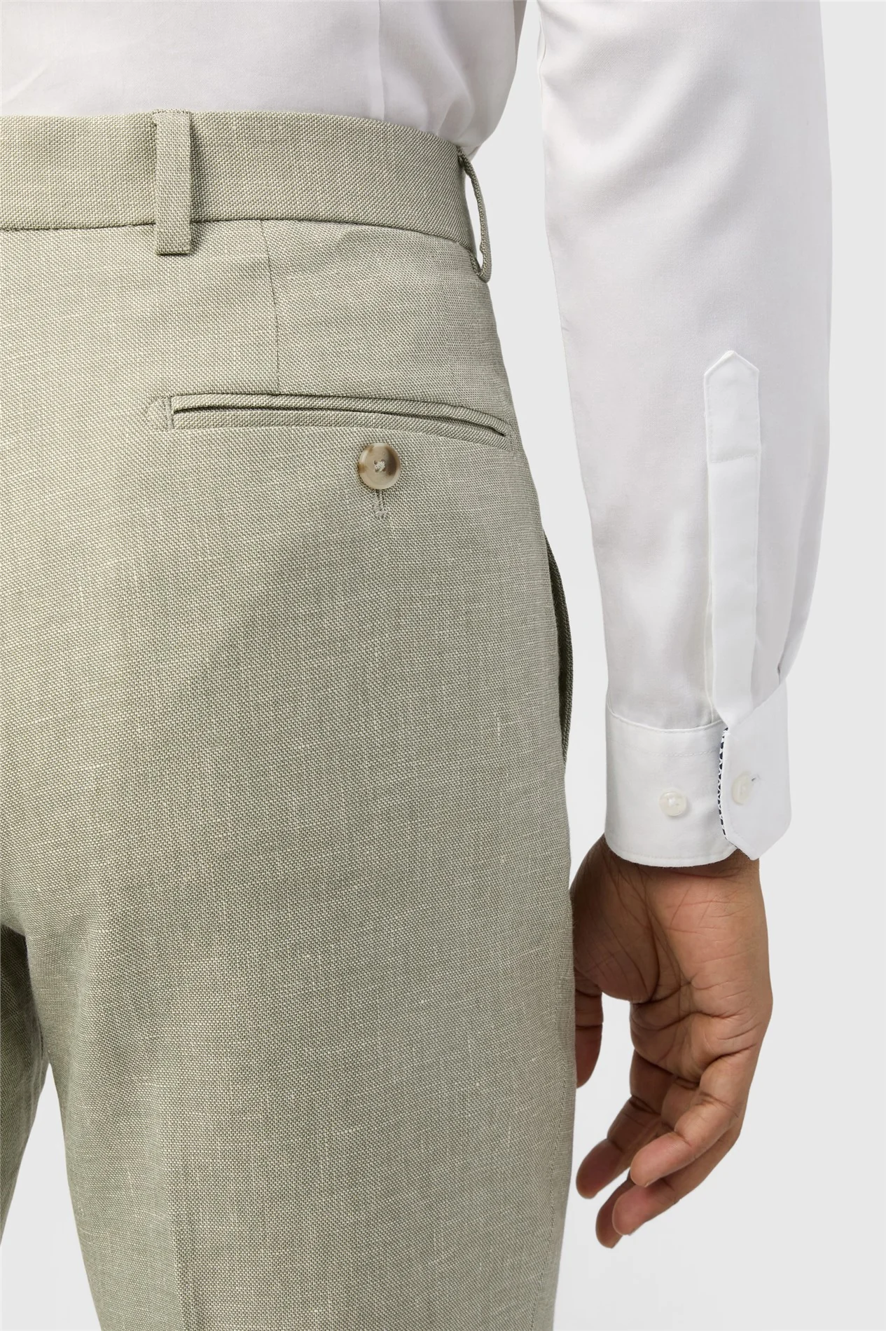 Ted Baker Slim Fit Royan Sage Linen Trousers thumbnail 3