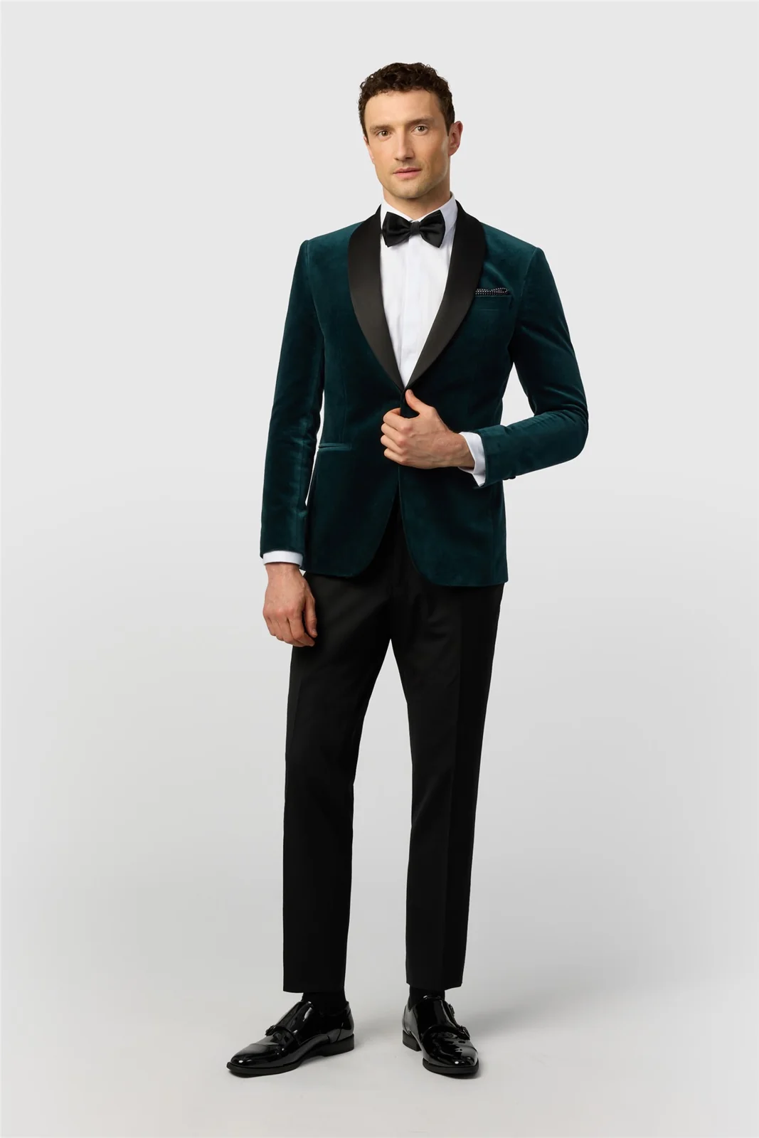 Ted Baker Slim Fit Smoke Teal Velvet Blazer thumbnail 2