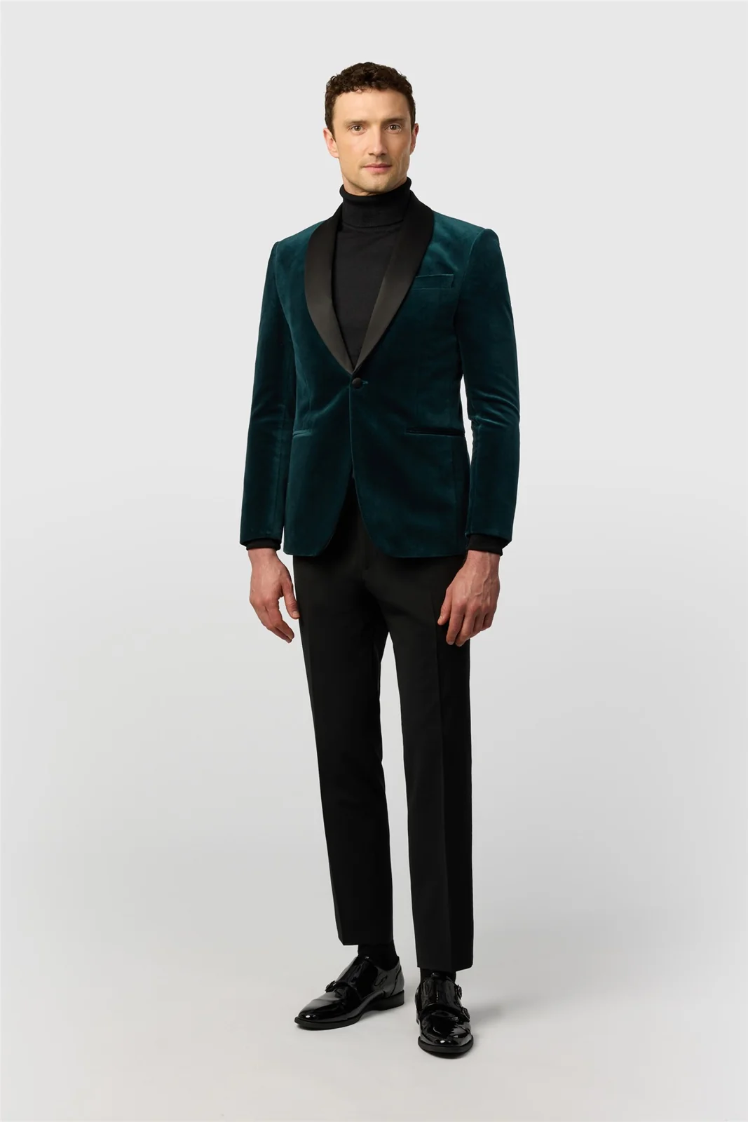 Ted Baker Slim Fit Smoke Teal Velvet Blazer thumbnail 3