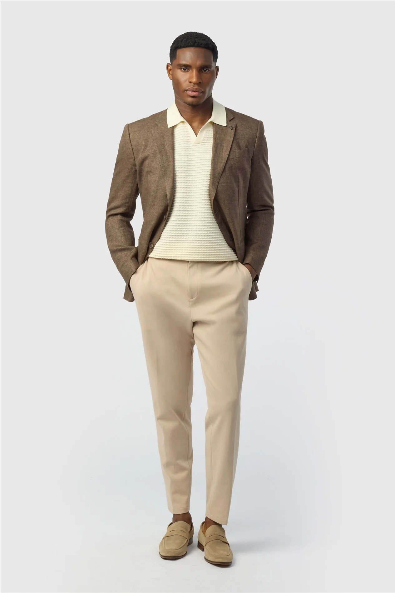 Ted Baker Slim Fit Stone Tapered Smart Jersey Trousers thumbnail 2