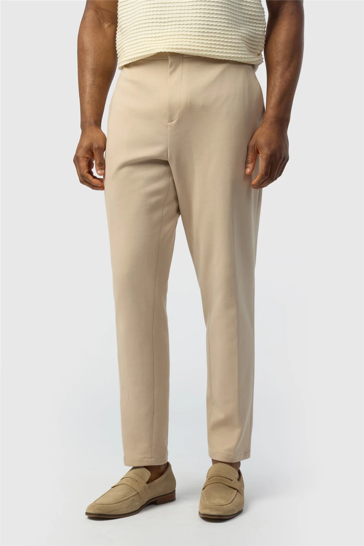 Ted Baker Slim Fit Stone Tapered Smart Jersey Trousers