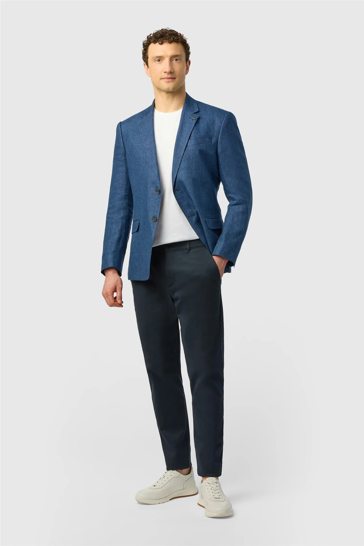 Ted Baker Tailored Fit Blue Texture Linen Blazer thumbnail 2