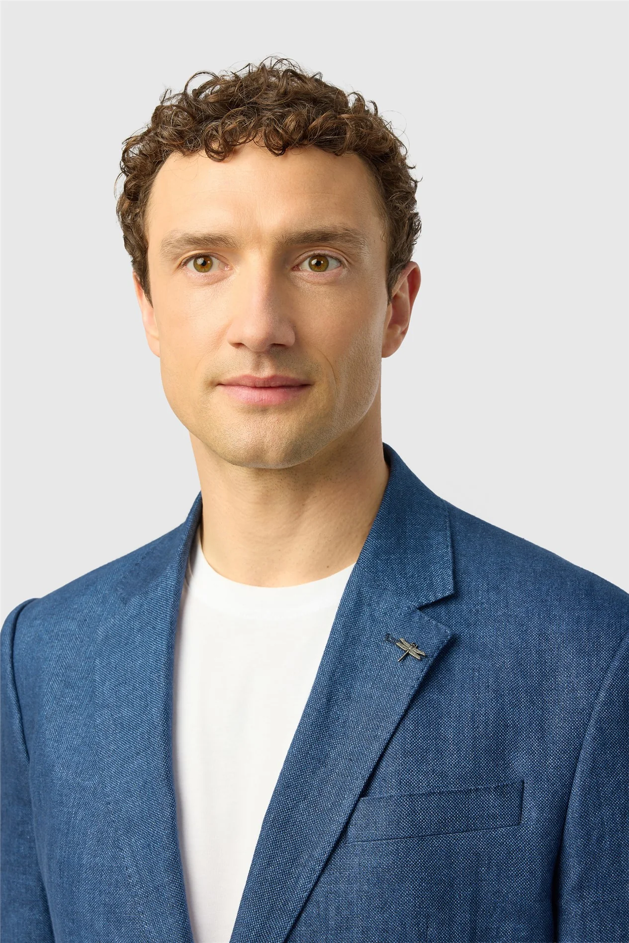 Ted Baker Tailored Fit Blue Texture Linen Blazer thumbnail 3