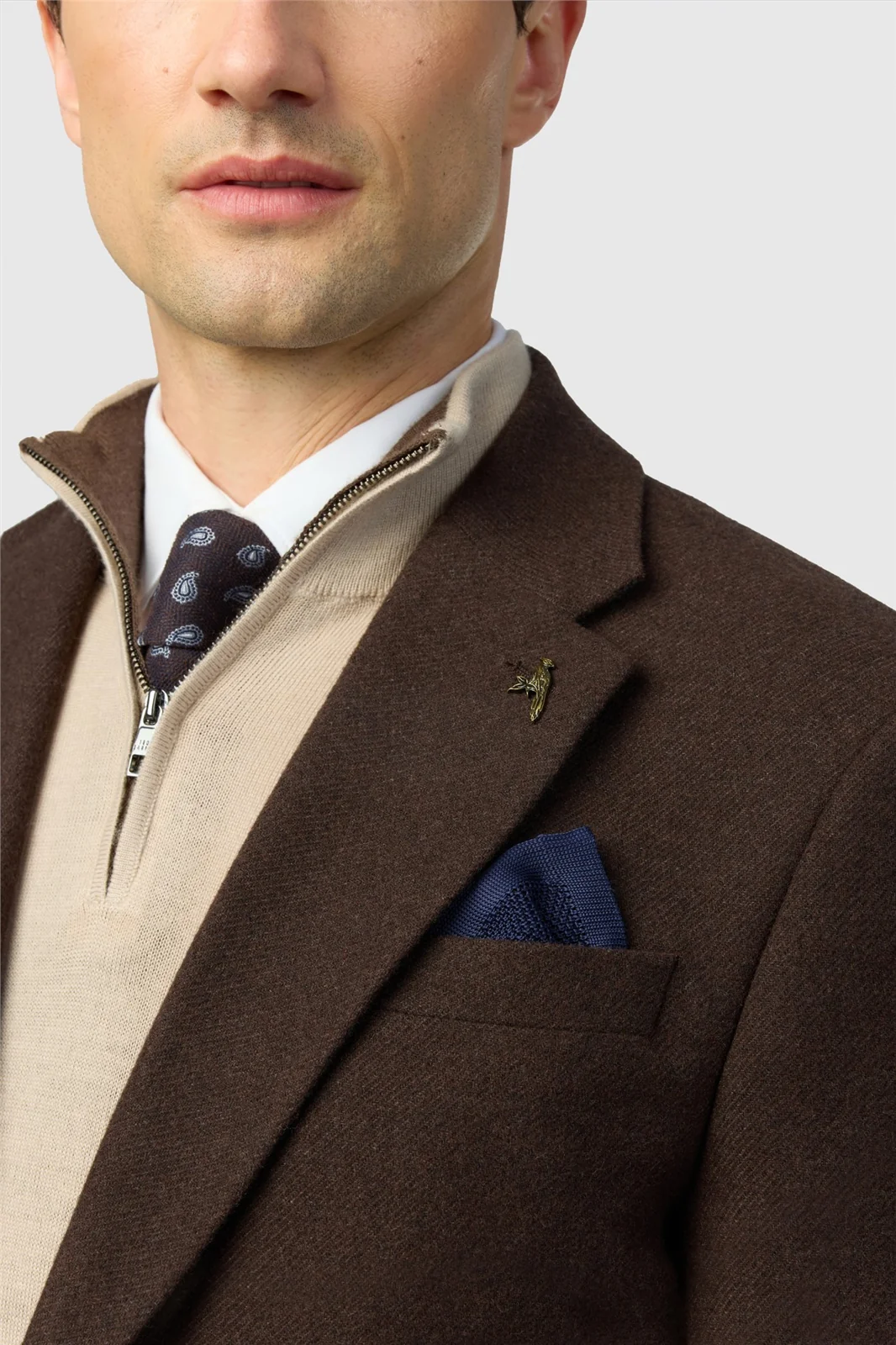 Ted Baker Tailored Fit Chocolate Flannel Twill Blazer thumbnail 3