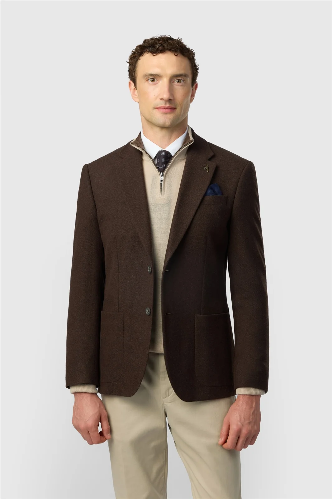 Ted Baker Tailored Fit Chocolate Flannel Twill Blazer primary image