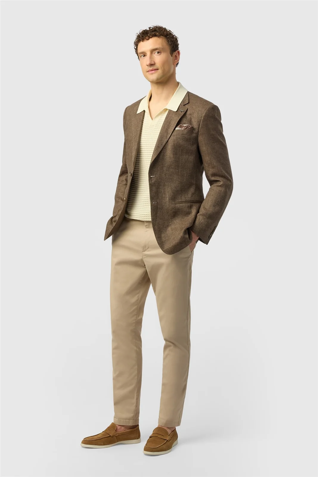 Ted Baker Tailored Fit Chocolate Twill Linen Blazer thumbnail 2