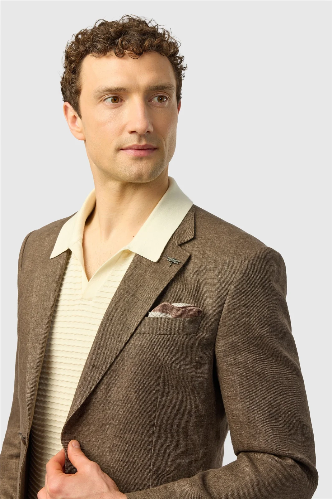Ted Baker Tailored Fit Chocolate Twill Linen Blazer thumbnail 3