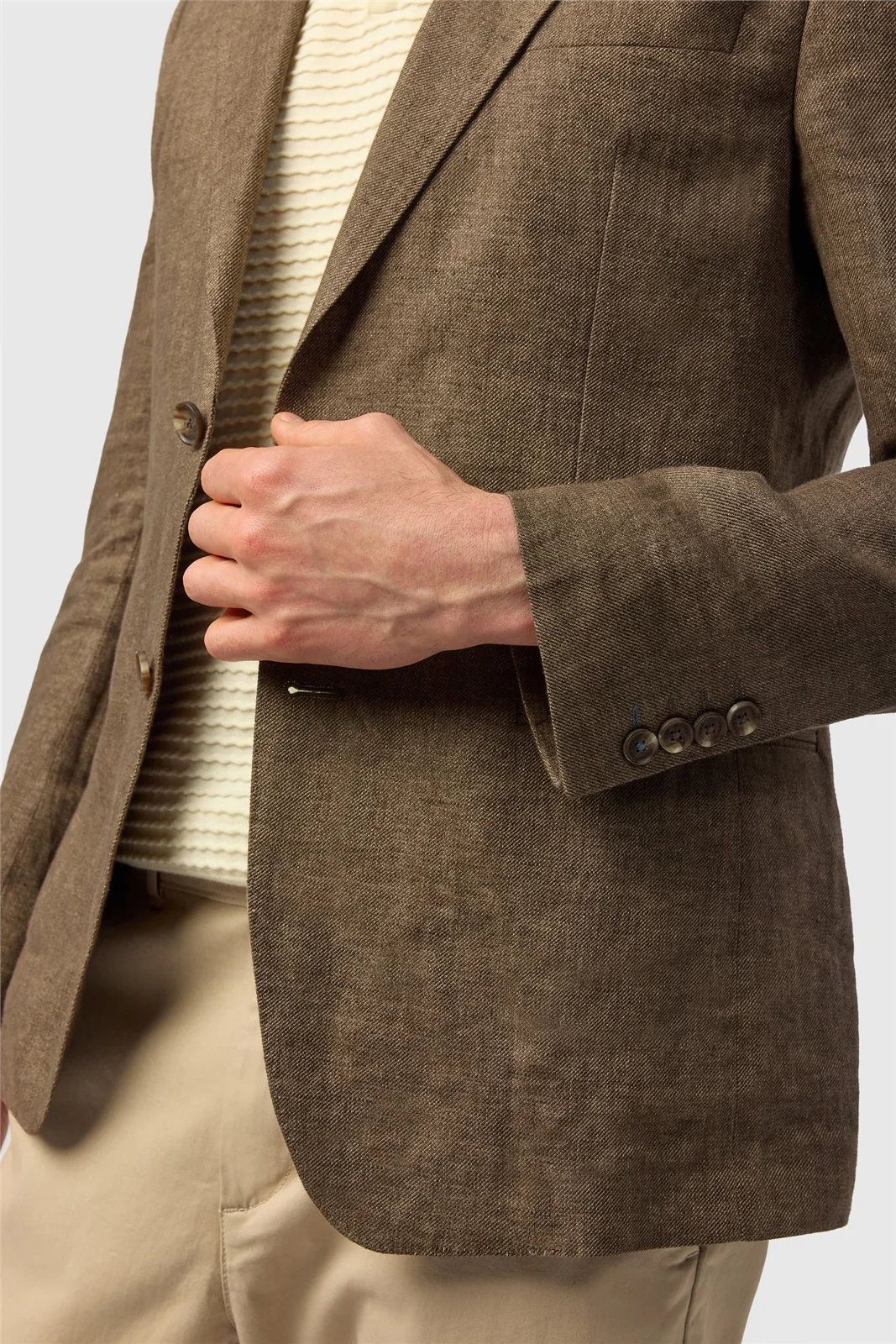 Ted Baker Tailored Fit Chocolate Twill Linen Blazer thumbnail 4