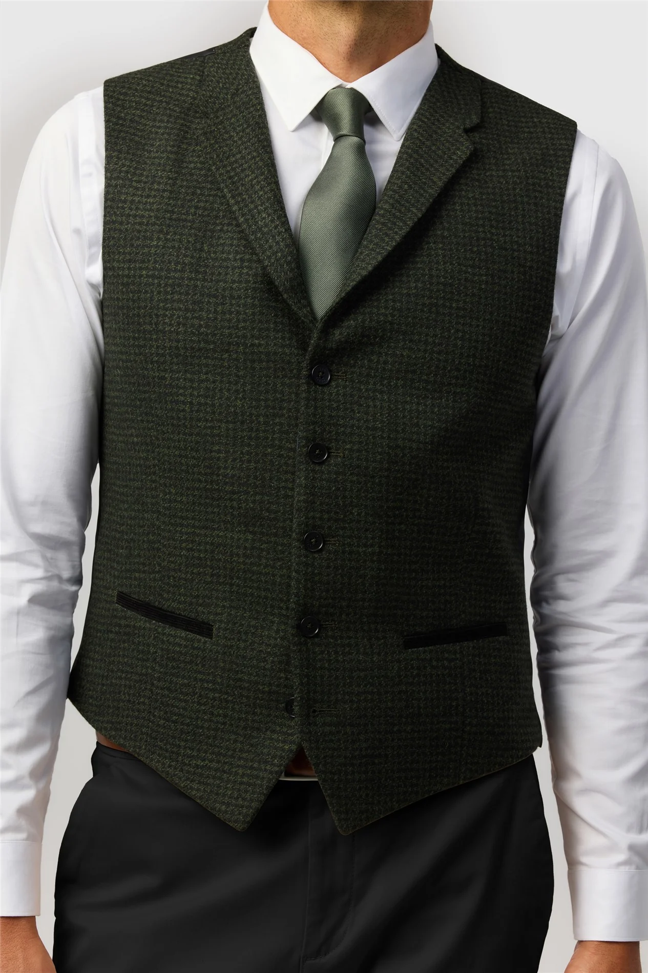 Ted Baker Tailored Fit Green Puppytooth Waistcoat thumbnail 2