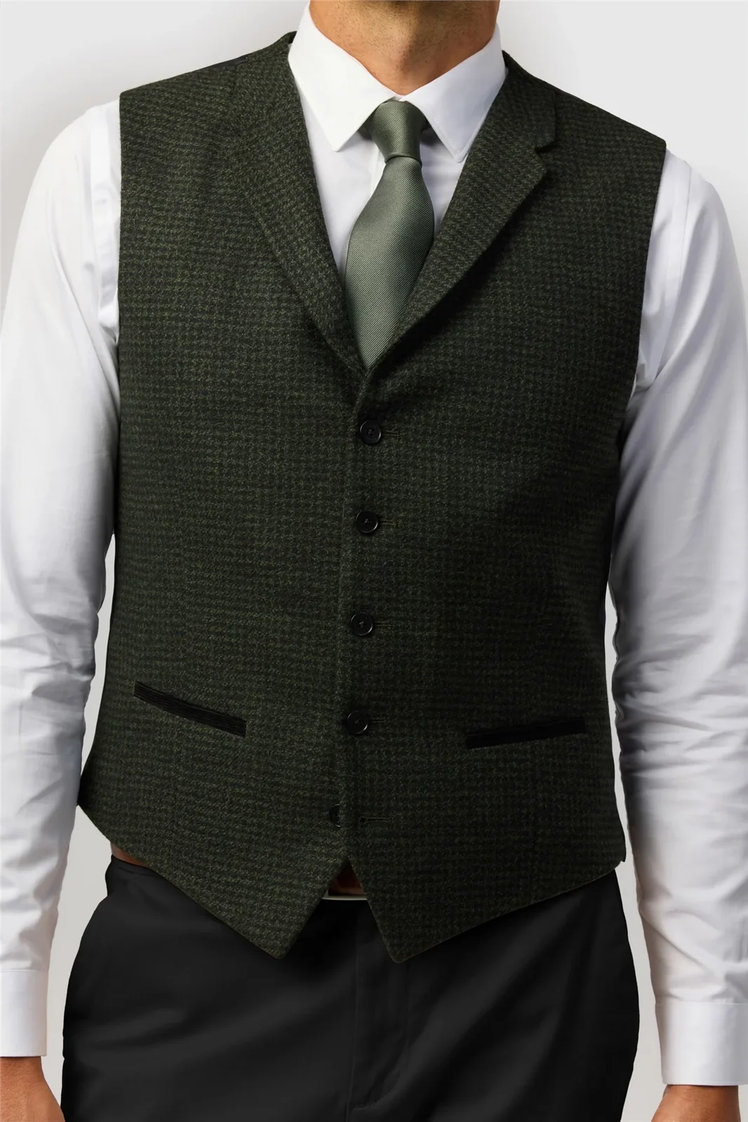 Ted Baker Tailored Fit Green Puppytooth Waistcoat thumbnail 3