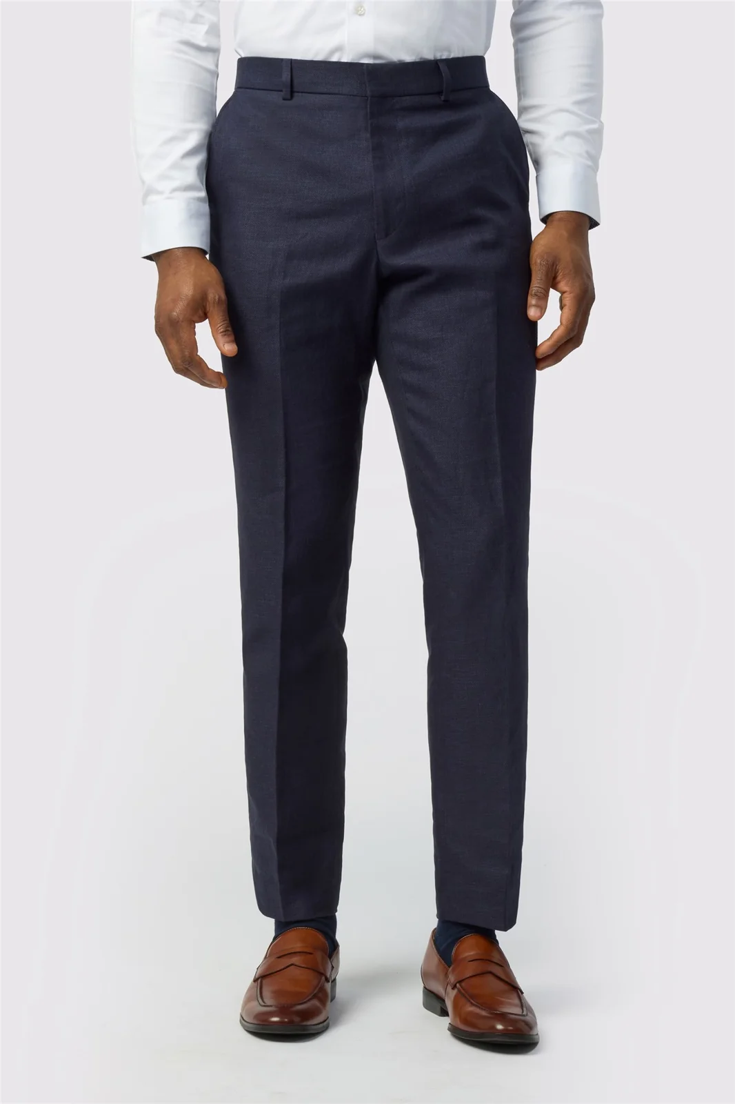 Ted Baker Tailored Fit Navy Linen Cotton Trousers primary image