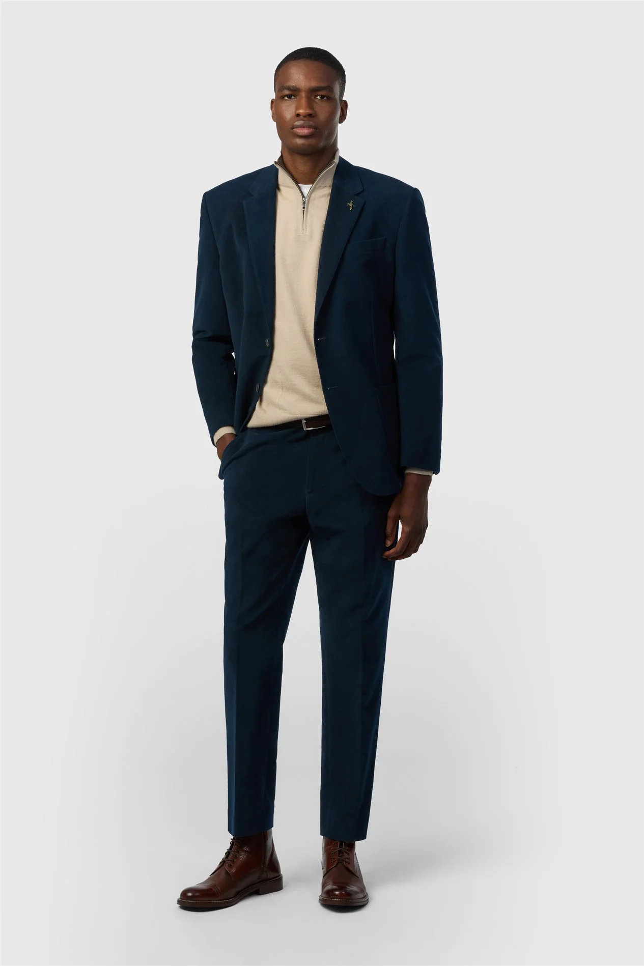 Ted Baker Tailored Fit Navy Moleskin Jacket thumbnail 2