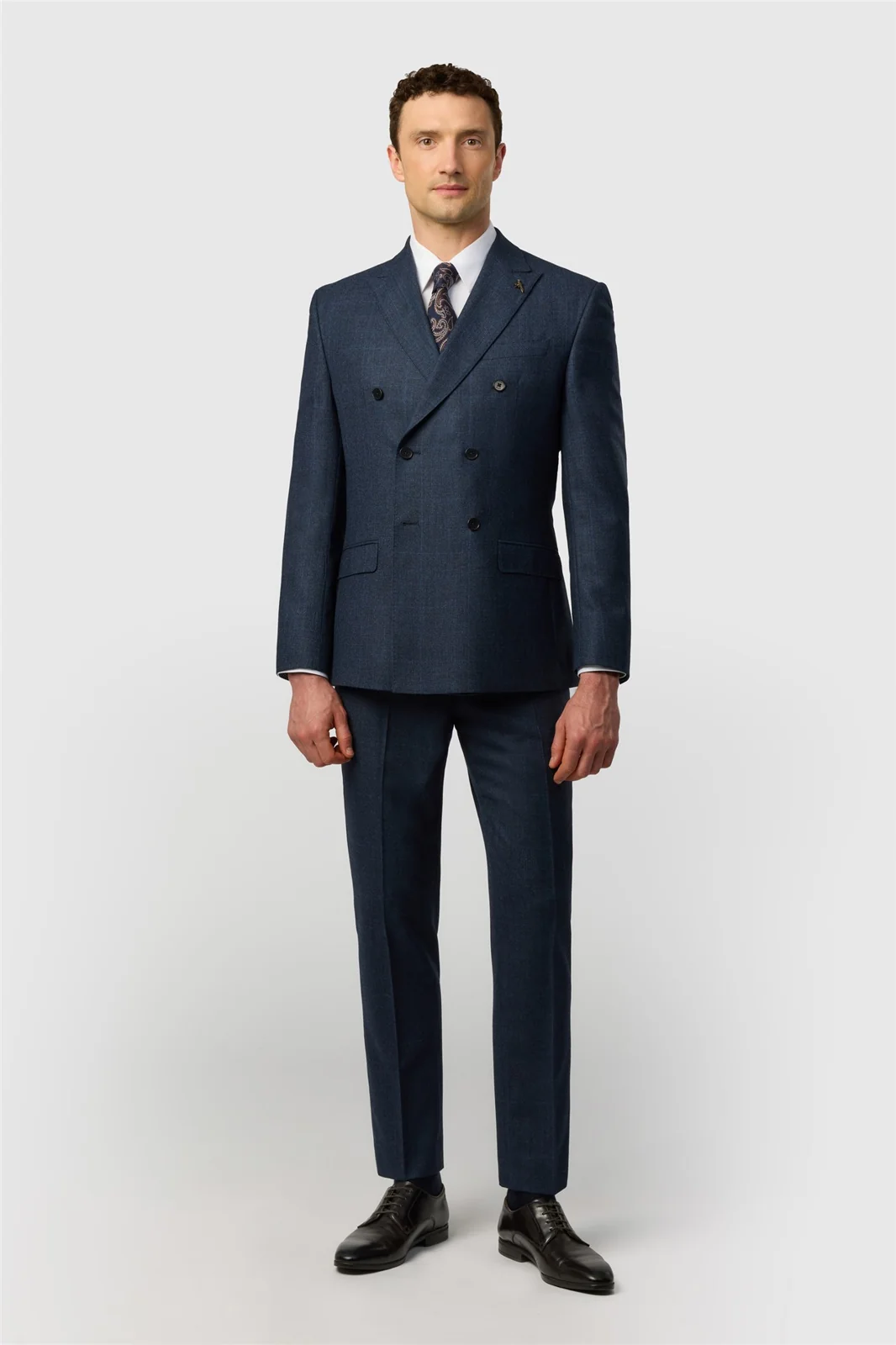 Ted Baker Tailored Fit Navy Prince of Wales Check Double Breasted Jacket thumbnail 2