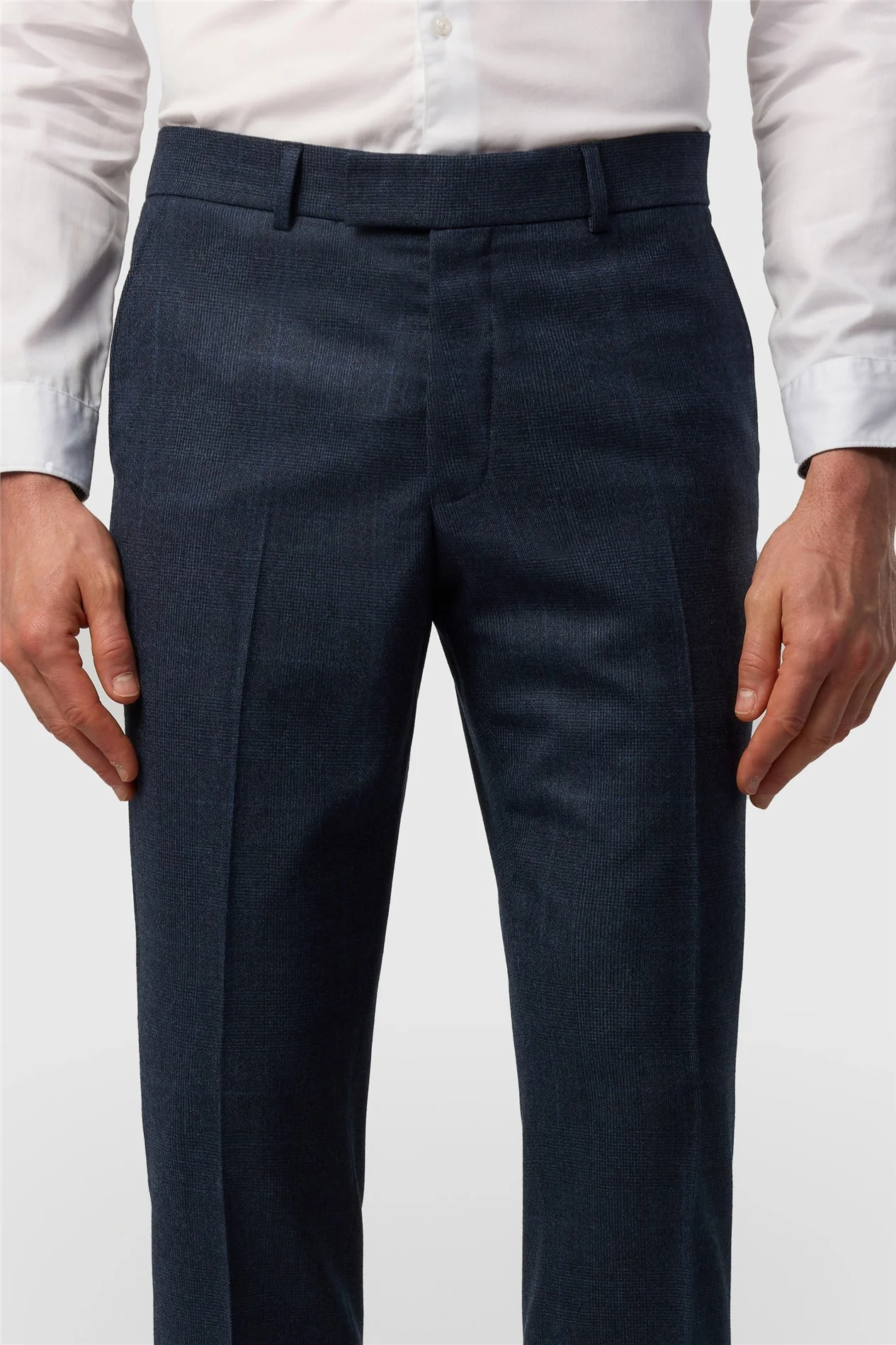 Ted Baker Tailored Fit Navy Prince of Wales Check Trousers thumbnail 2