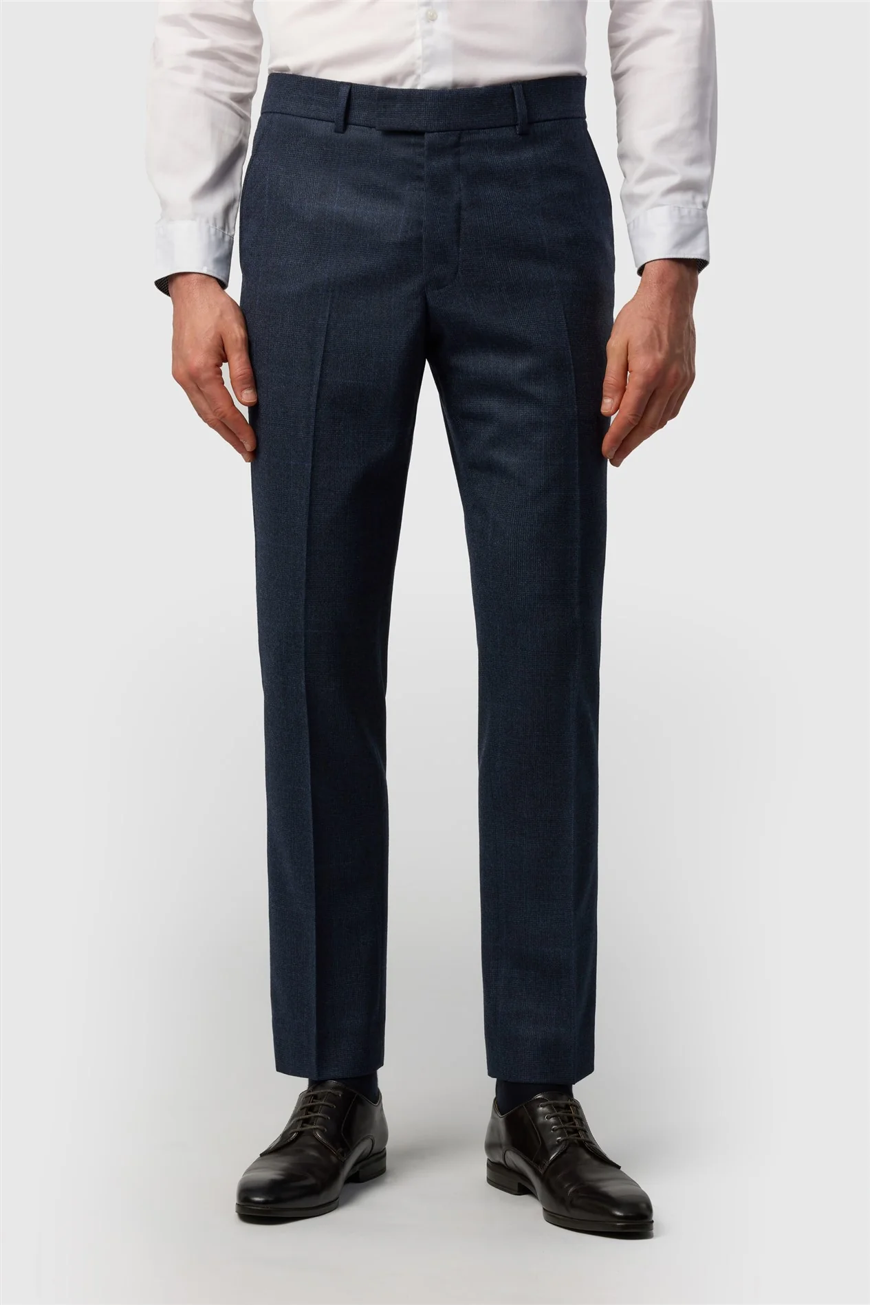 Ted Baker Tailored Fit Navy Prince of Wales Check Trousers primary image