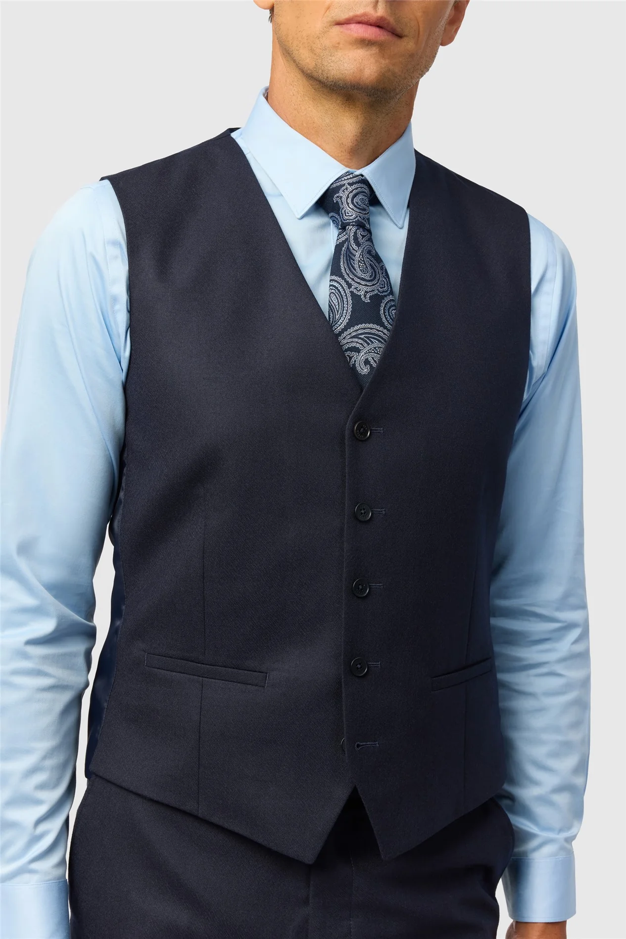 Ted Baker Tailored Fit Navy Stretch Flannel Waistcoat thumbnail 2