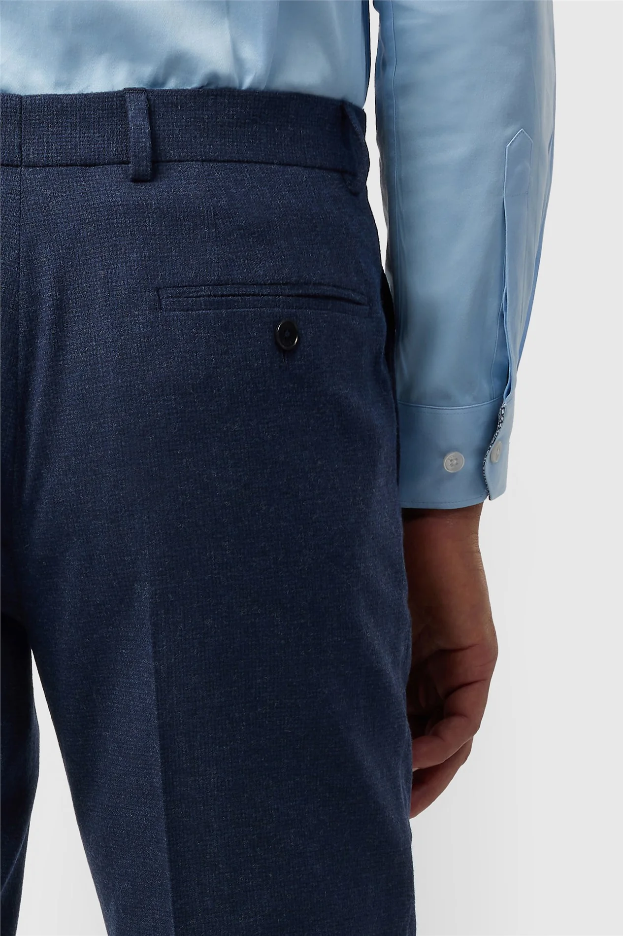 Ted Baker Tailored Fit Navy Texture Puppytooth Trousers thumbnail 2