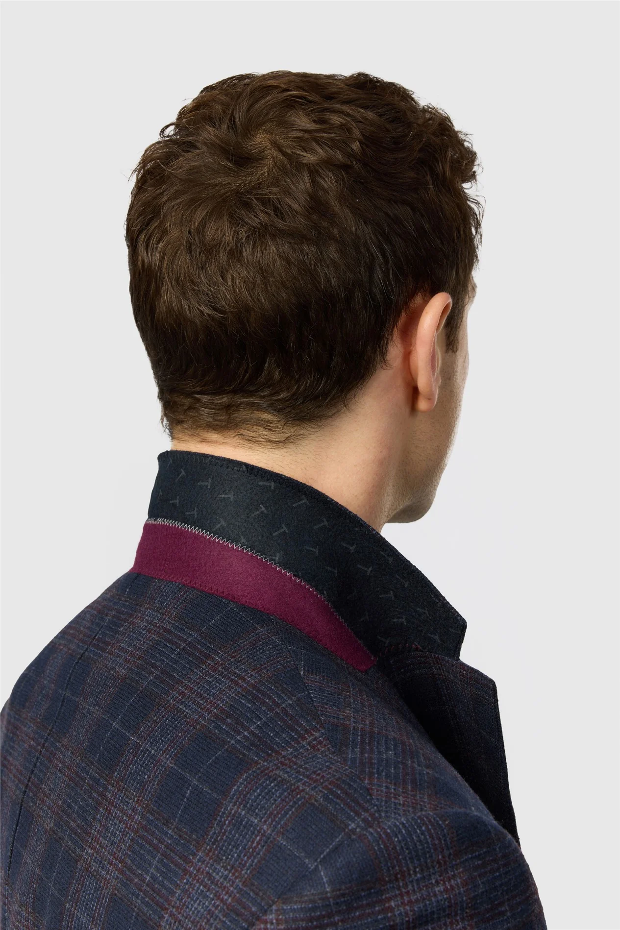 Ted Baker Tailored Fit Navy Wine Check Blazer thumbnail 4