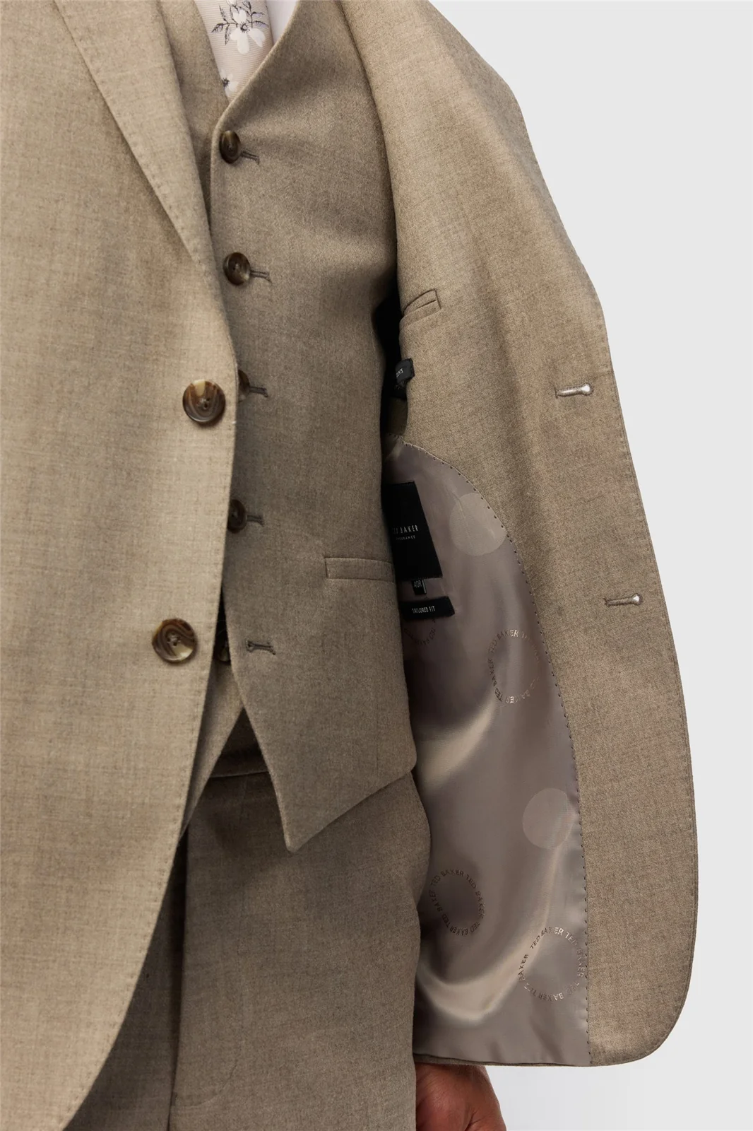 Ted Baker Tailored Fit Oatmeal Stretch Flannel Jacket thumbnail 5