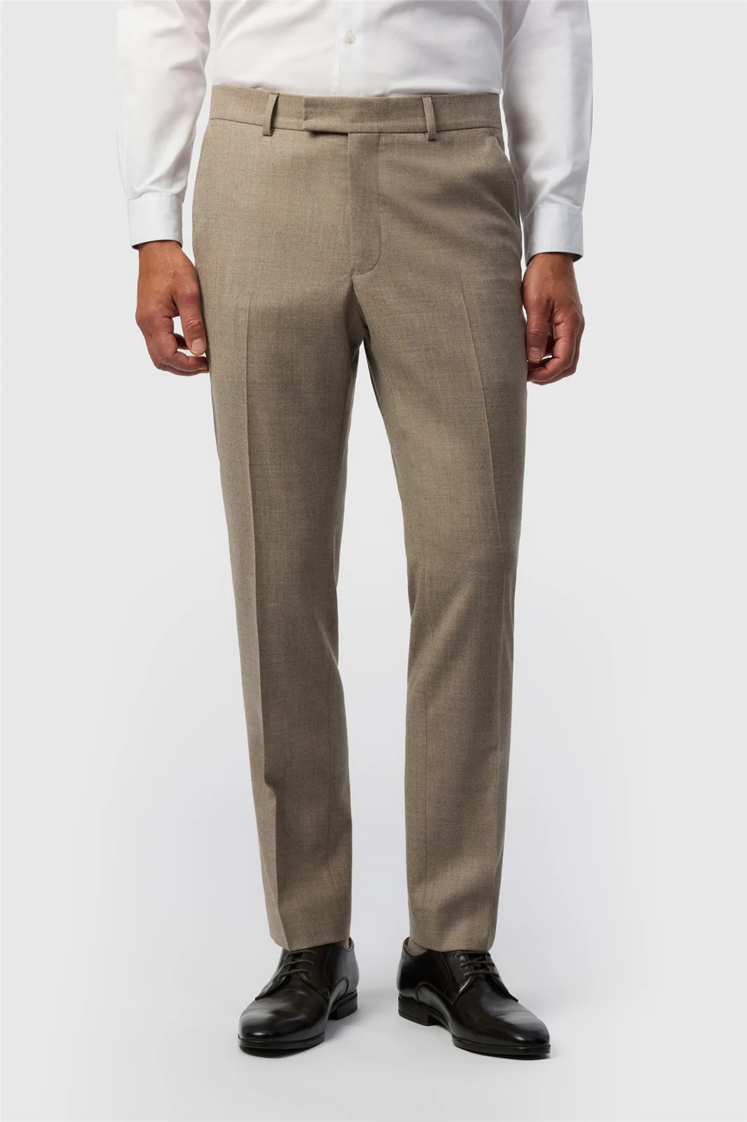 Ted Baker Tailored Fit Oatmeal Stretch Flannel Trousers primary image