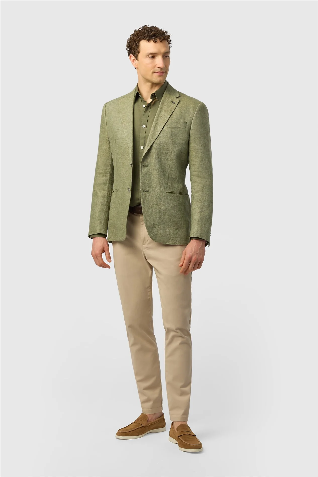 Ted Baker Tailored Fit Olive Linen Blazer thumbnail 2