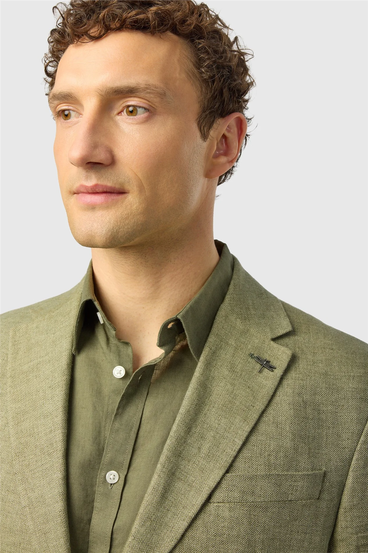 Ted Baker Tailored Fit Olive Linen Blazer thumbnail 3