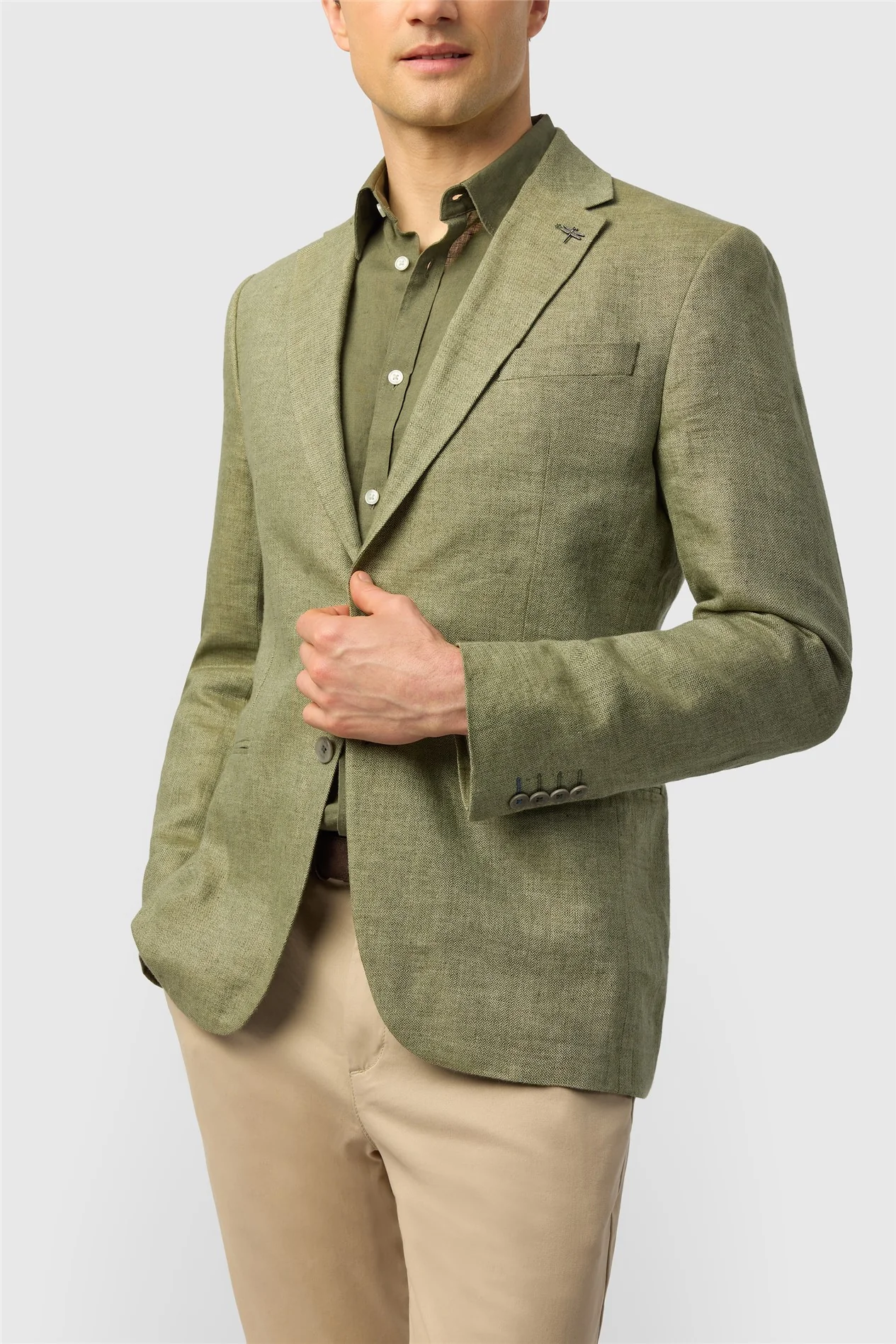 Ted Baker Tailored Fit Olive Linen Blazer thumbnail 4