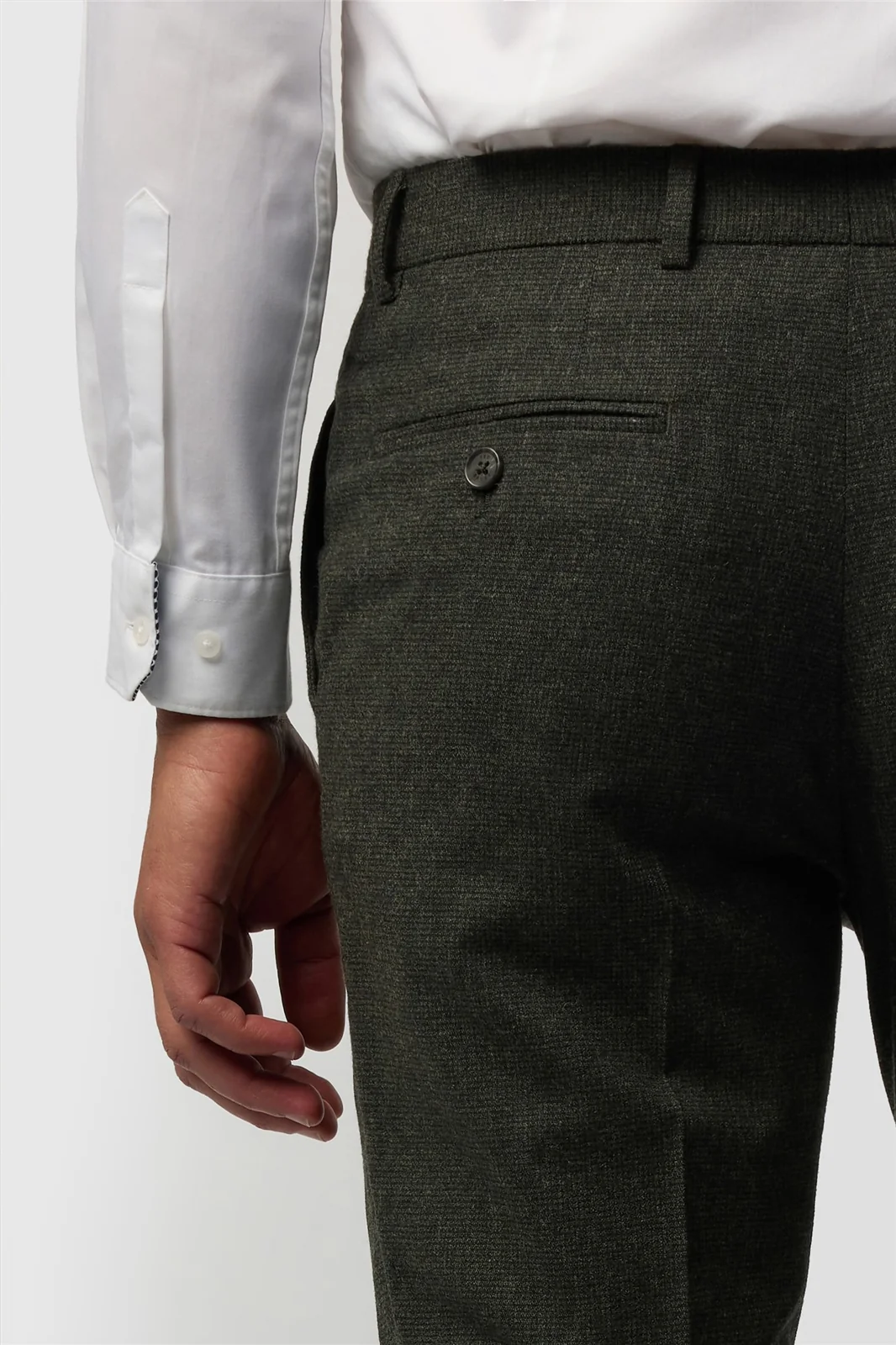 Ted Baker Tailored Fit Olive Texture Puppytooth Trousers thumbnail 2
