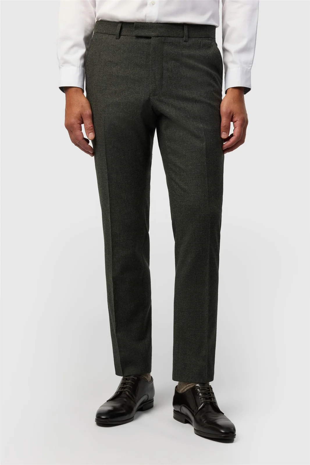 Ted Baker Tailored Fit Olive Texture Puppytooth Trousers primary image