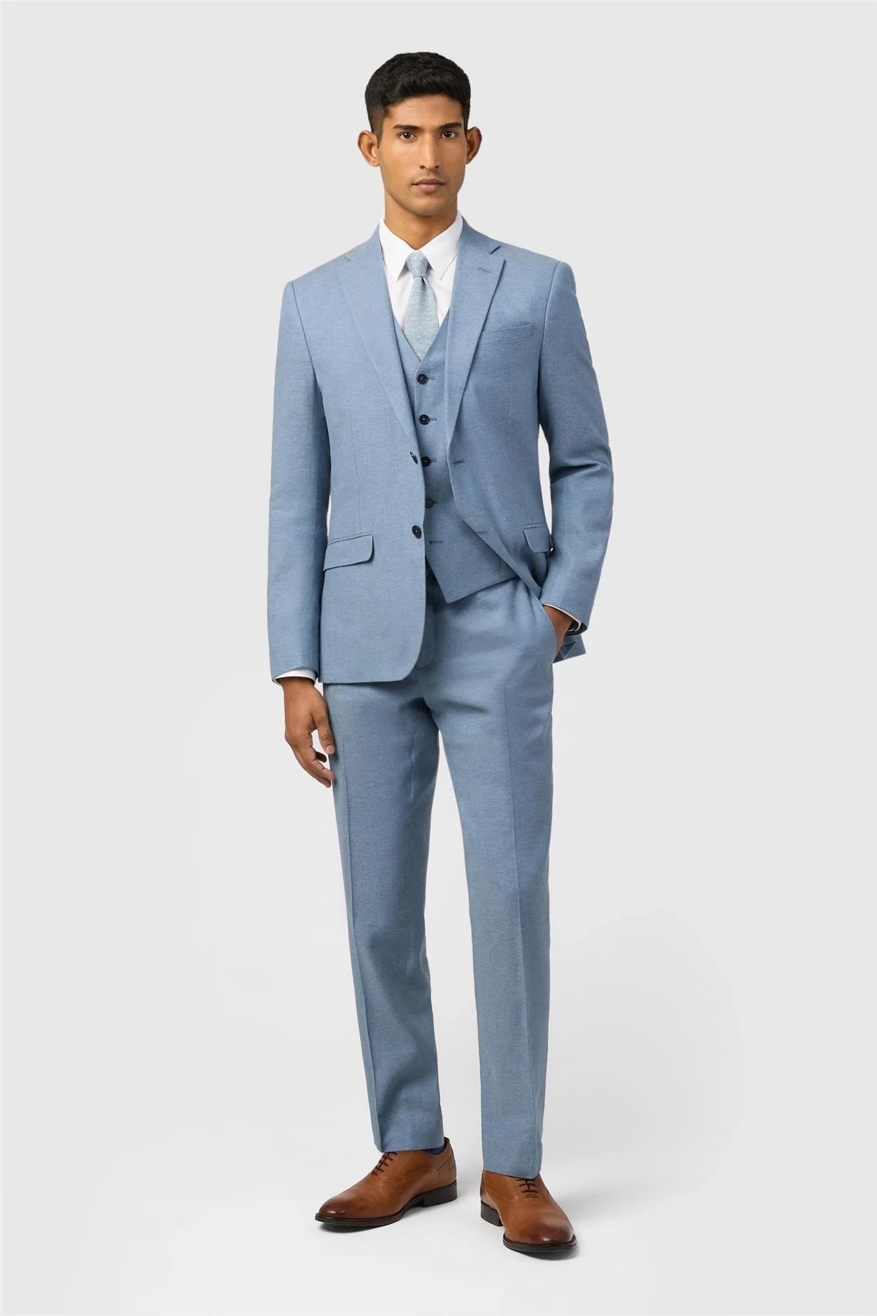 Ted Baker Tailored Fit Sintra Blue Linen Herringbone Jacket thumbnail 2