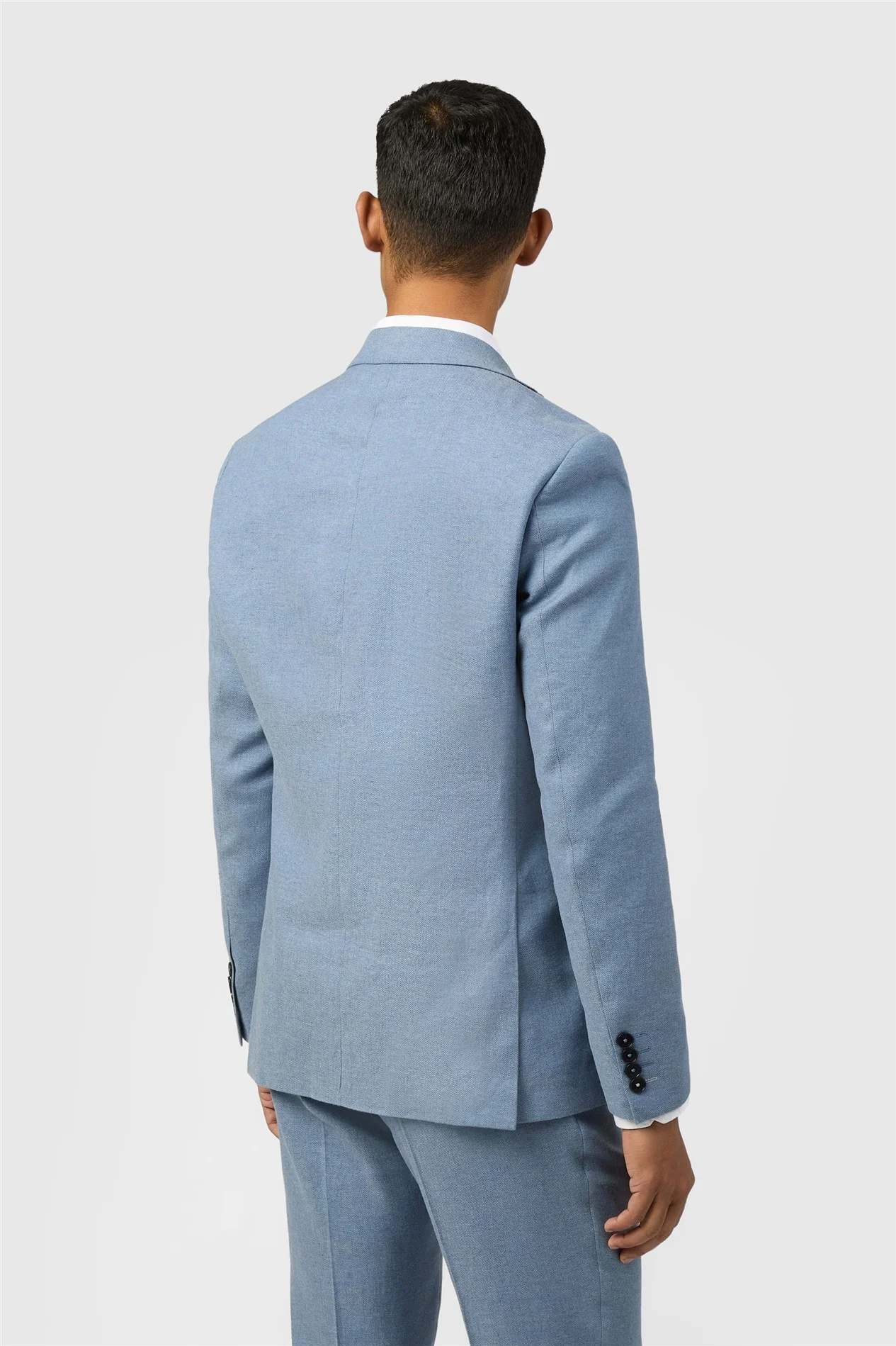 Ted Baker Tailored Fit Sintra Blue Linen Herringbone Jacket thumbnail 4