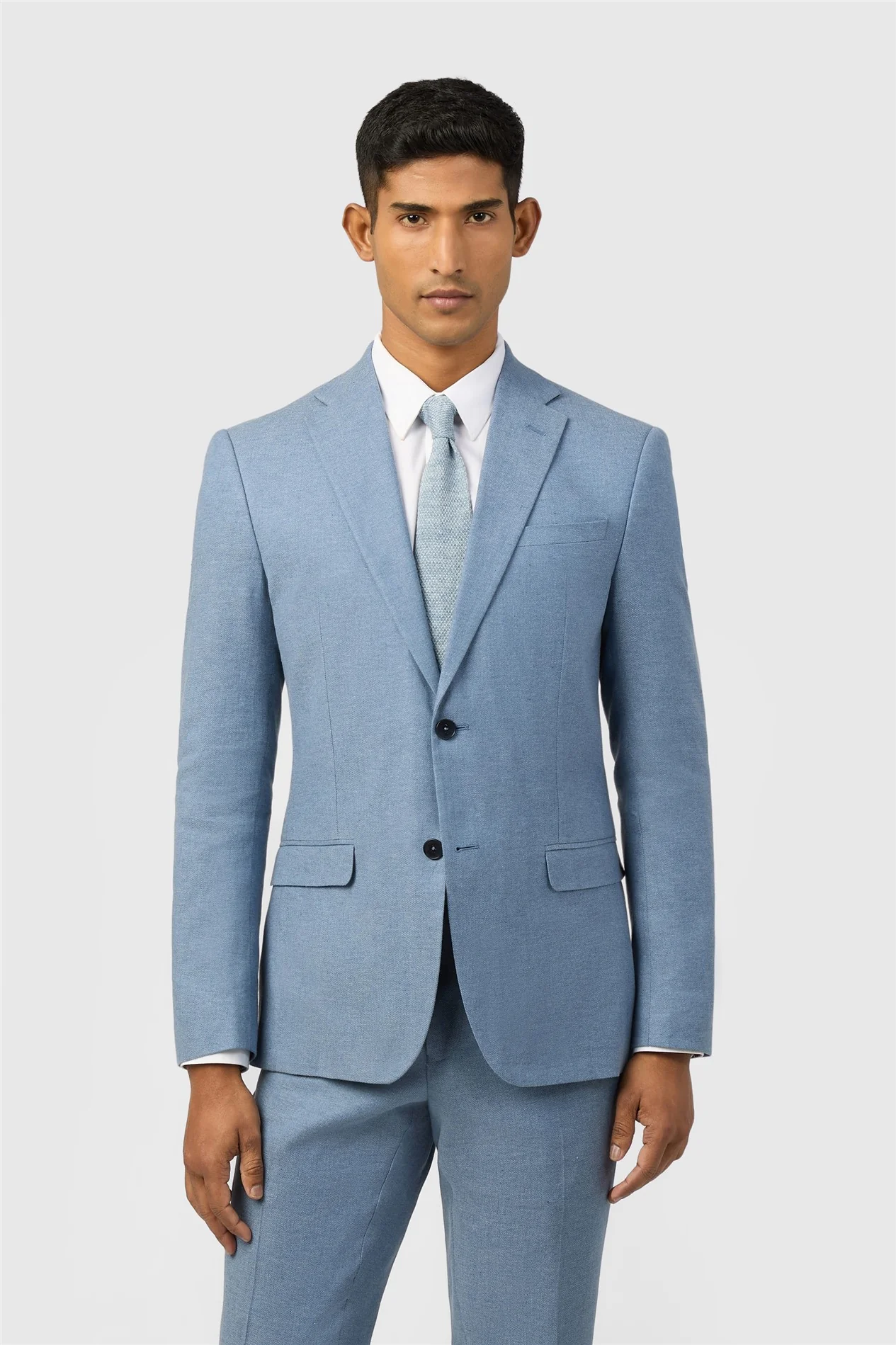Ted Baker Tailored Fit Sintra Blue Linen Herringbone Jacket primary image