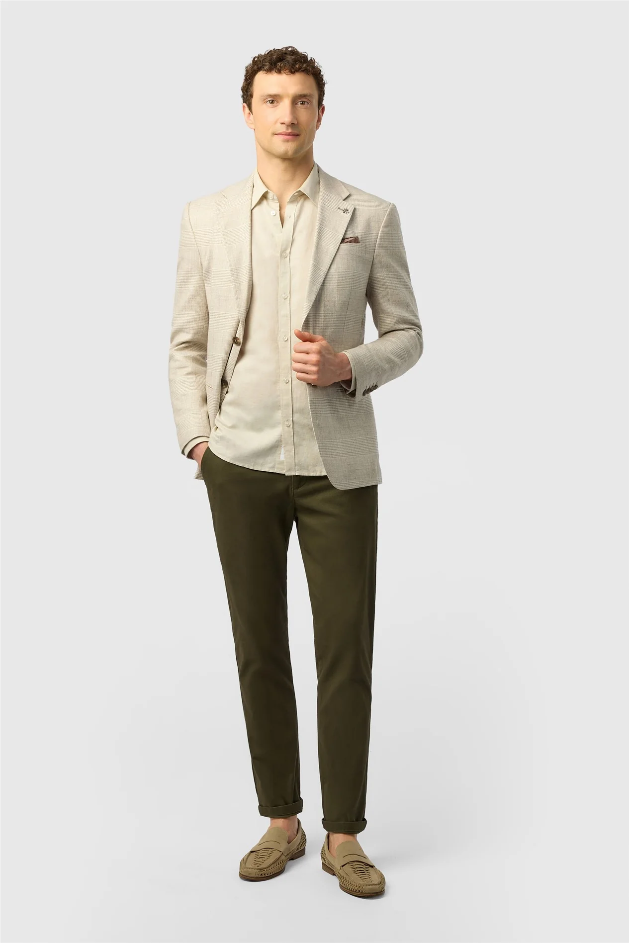 Ted Baker Tailored Fit Stone Check Linen Blazer thumbnail 2