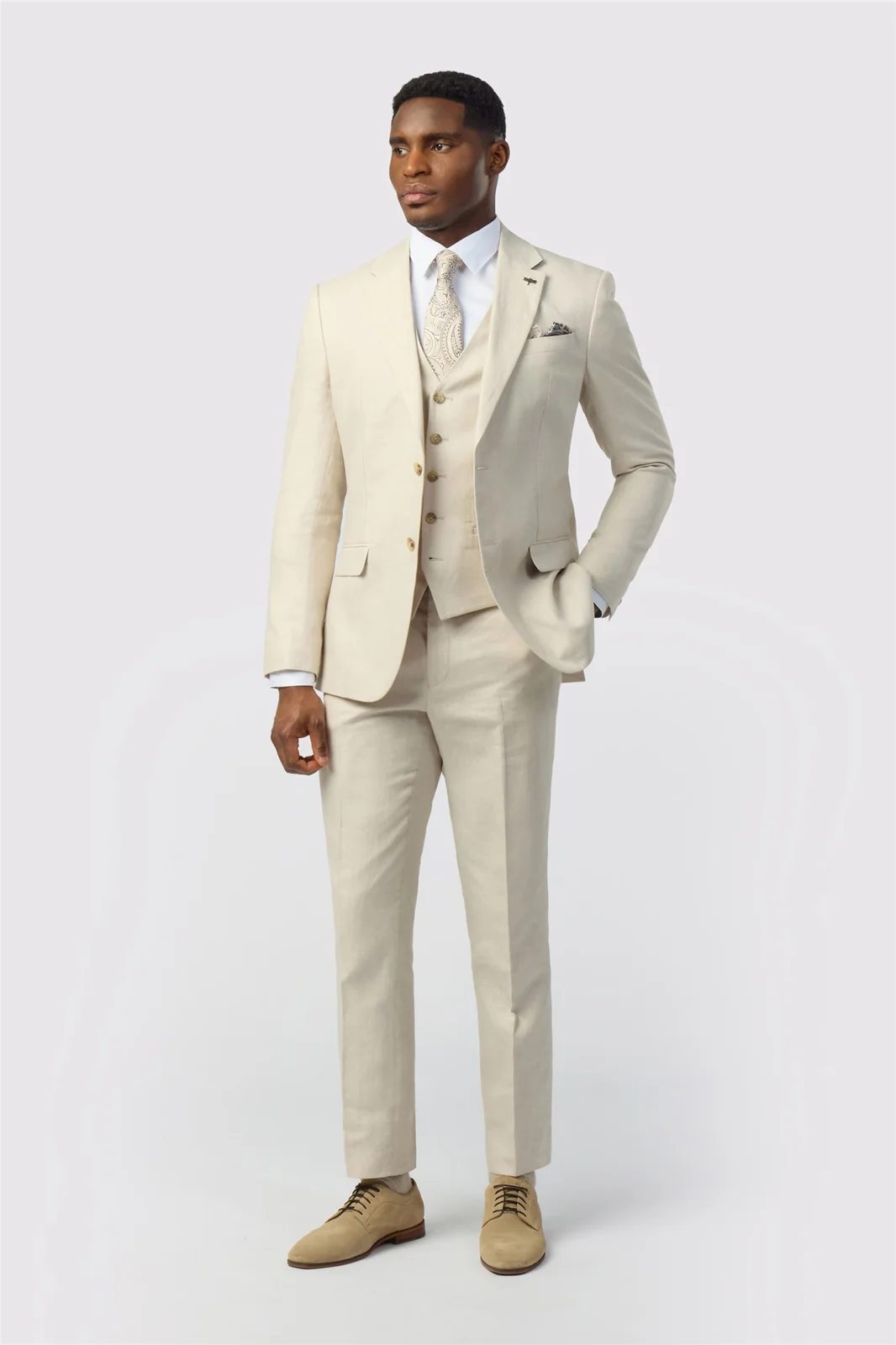 Ted Baker Tailored Fit Stone Linen Cotton Jacket thumbnail 2