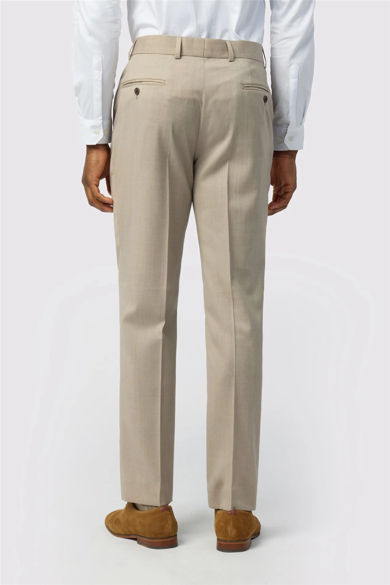 Ted Baker Tailored Fit Super 100s Taupe Twill Trousers thumbnail 2