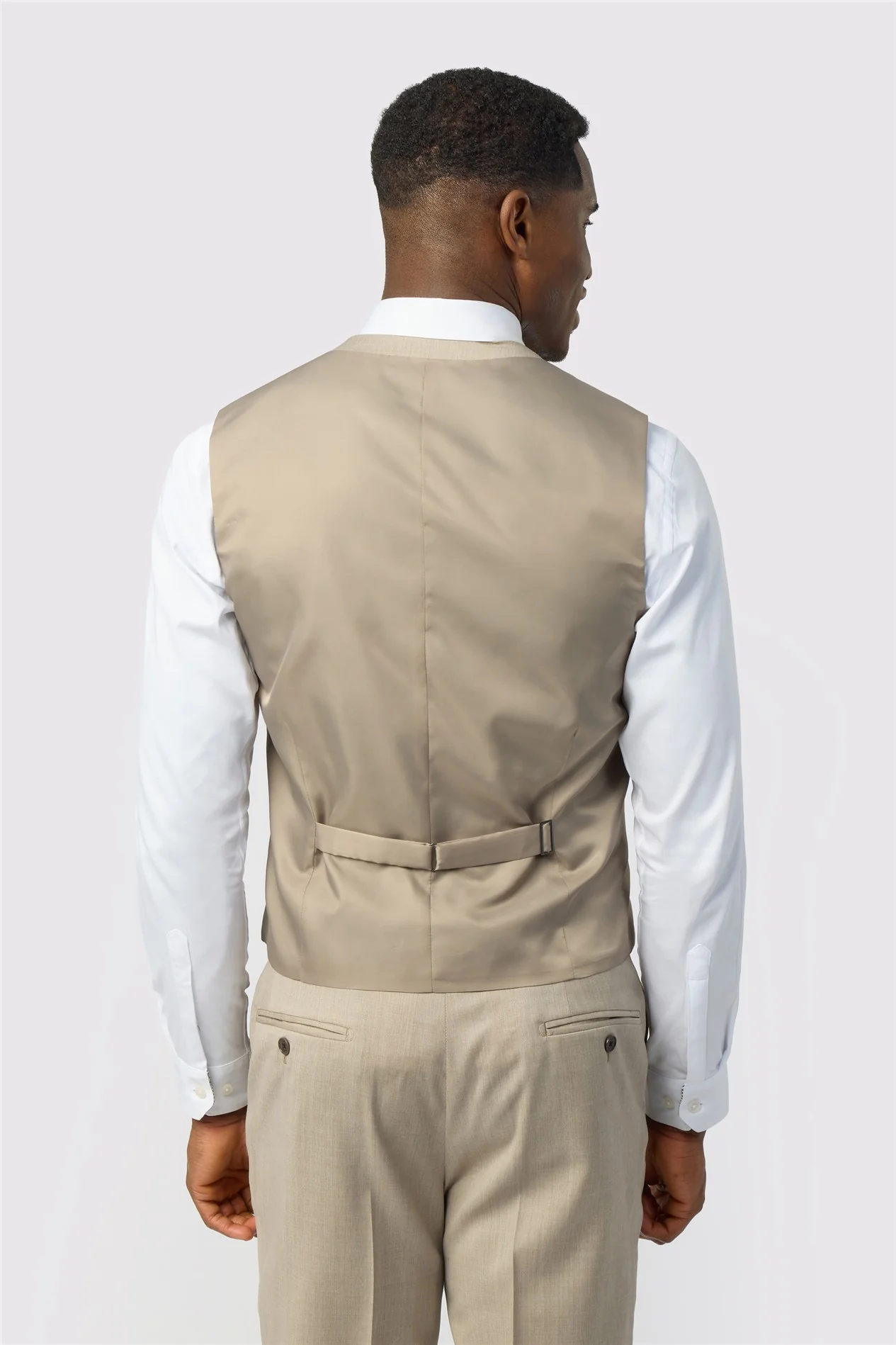 Ted Baker Tailored Fit Super 100s Taupe Twill Waistcoat thumbnail 2