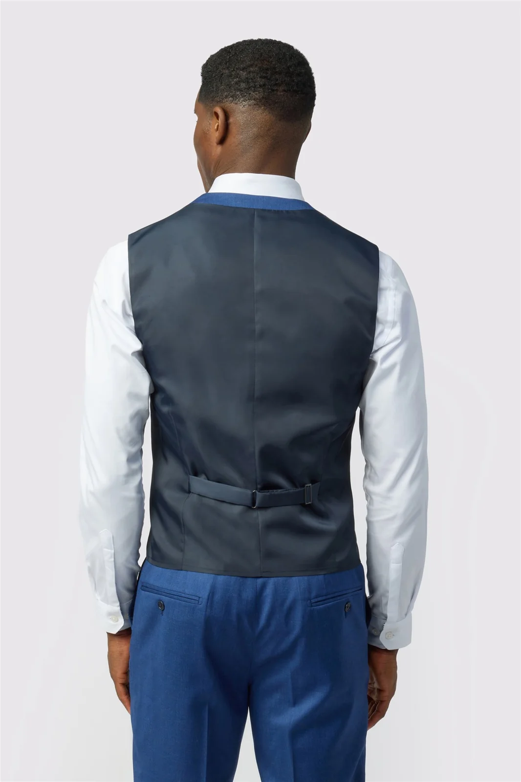 Ted Baker Tailored Fit Super 110s Blue Twill Waistcoat thumbnail 2