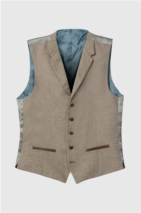 Ted Baker Tailored Fit Taupe Donegal Waistcoat primary image