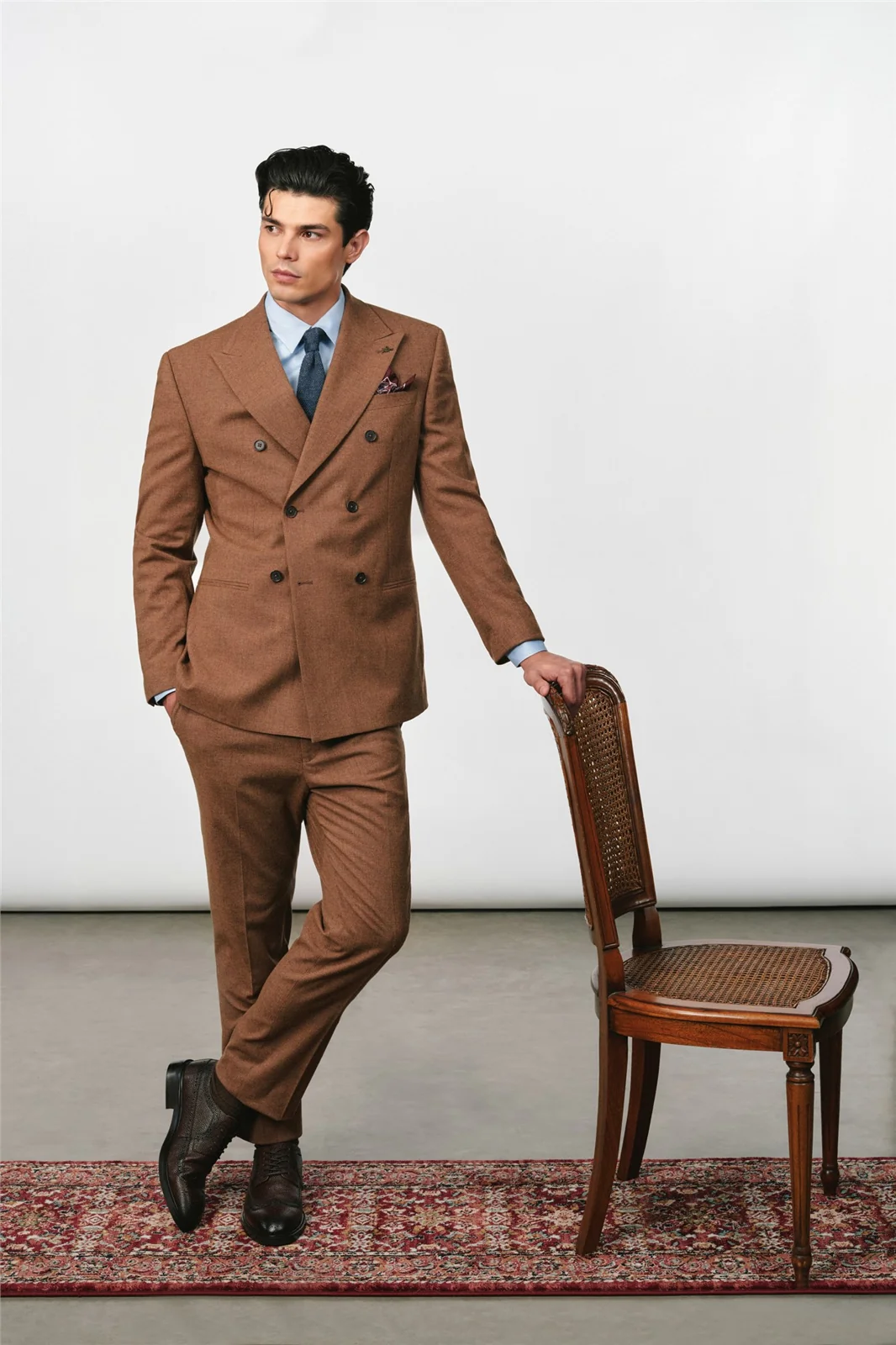 Ted Baker X The Gentlemen Duke Cognac Tweed Double Breasted Jacket thumbnail 2