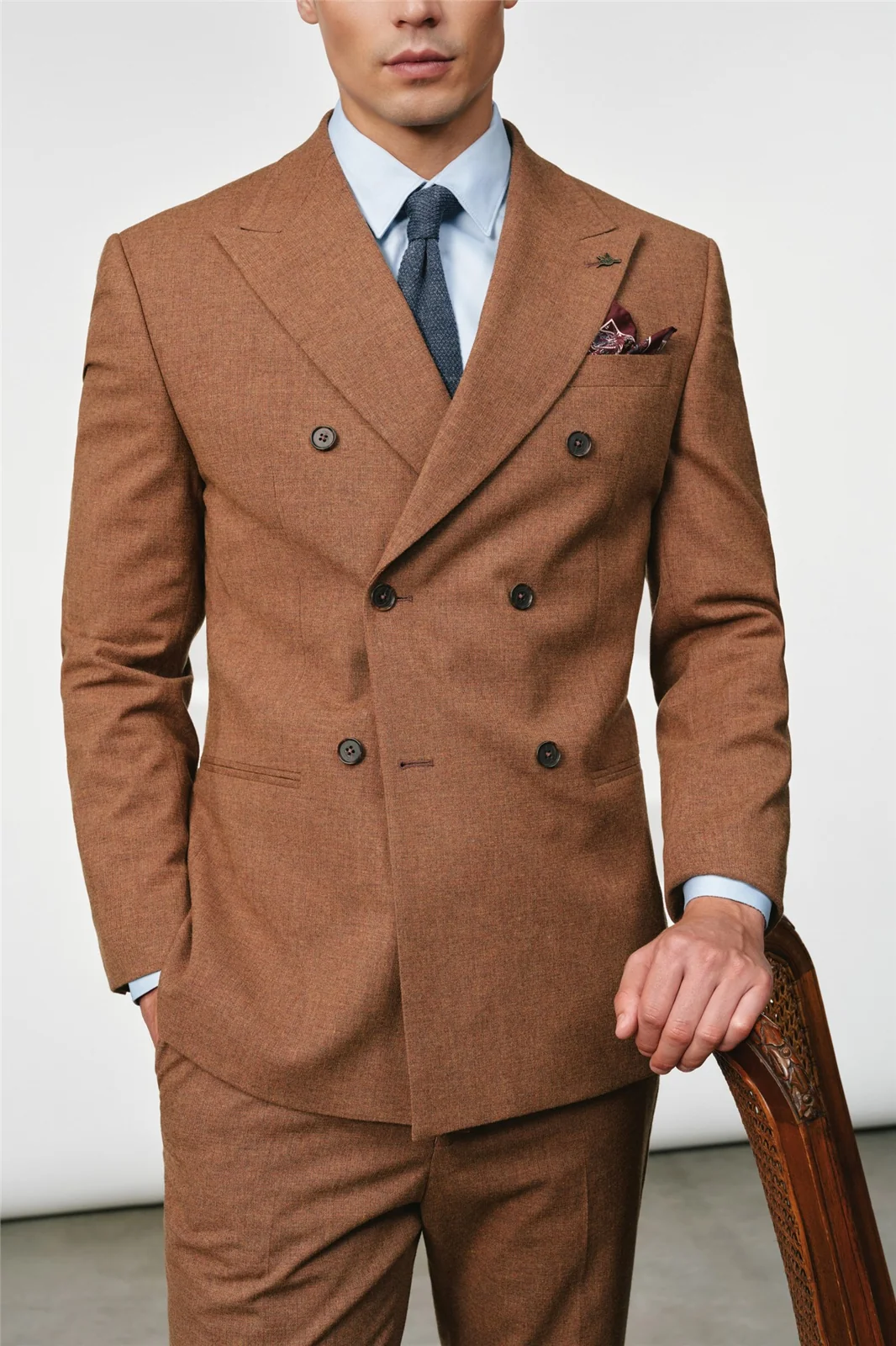 Ted Baker X The Gentlemen Duke Cognac Tweed Double Breasted Jacket thumbnail 5