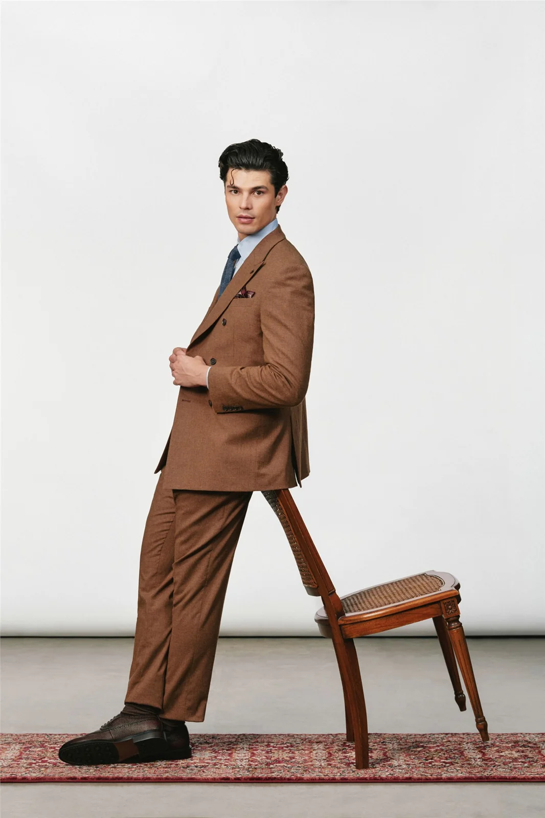 Ted Baker X The Gentlemen Duke Cognac Tweed Double Breasted Jacket thumbnail 7