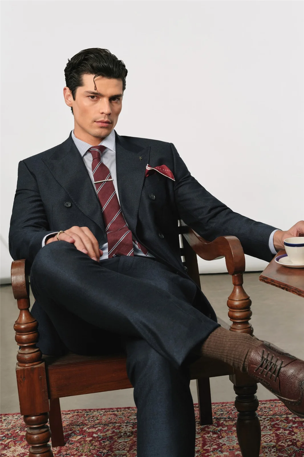 Ted Baker X The Gentlemen Fletcher Midnight Navy Italian Flannel Double Breasted Jacket thumbnail 5