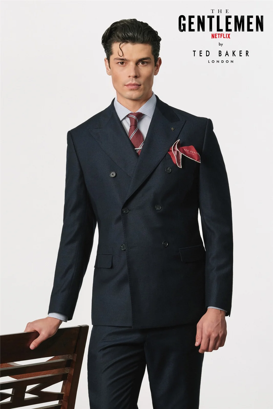 Ted Baker X The Gentlemen Fletcher Midnight Navy Italian Flannel Double Breasted Jacket by Suit Direct