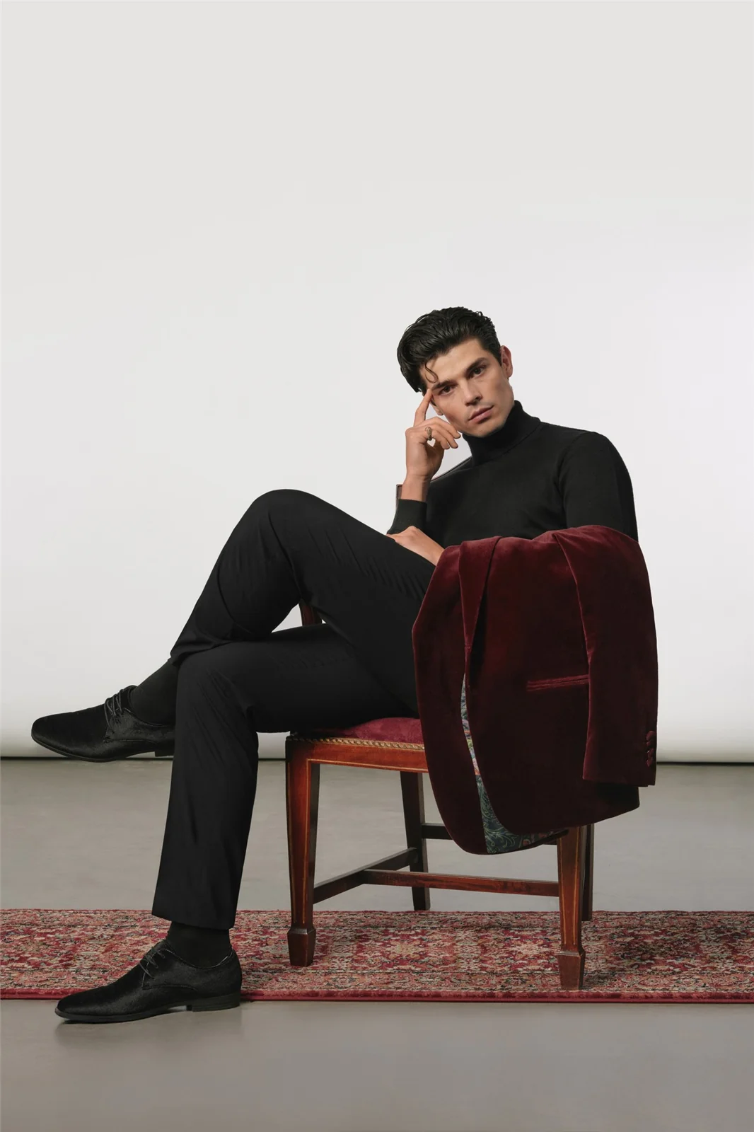 Ted Baker X The Gentlemen Stanley Rich Oxblood Velvet Blazer thumbnail 5