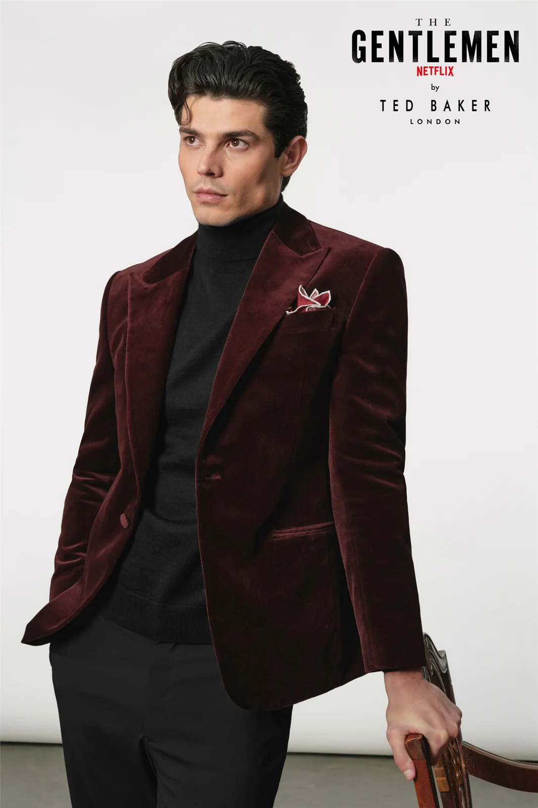 Ted Baker X The Gentlemen Stanley Rich Oxblood Velvet Blazer